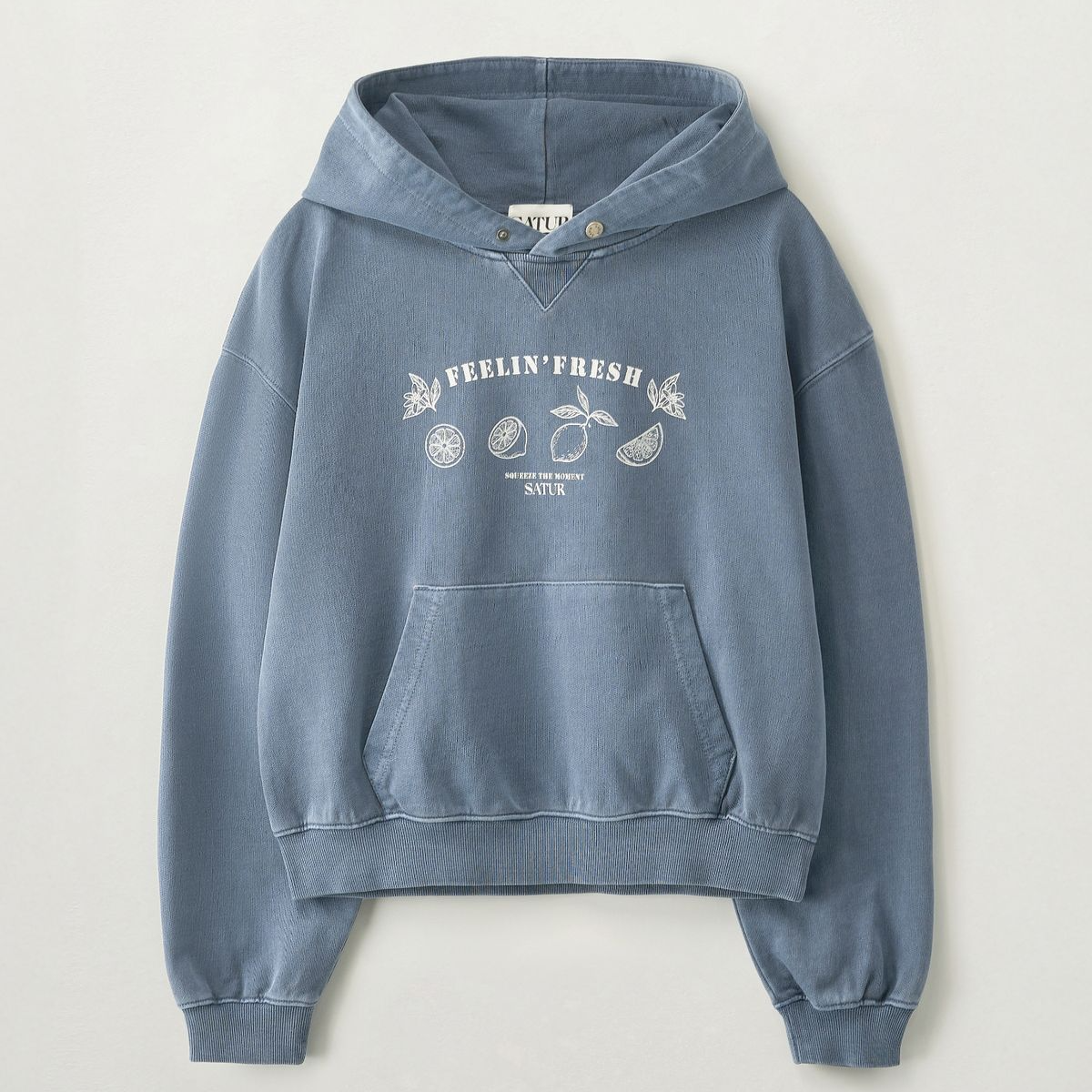 [SATUR] Citron Drawing Washed Crop Hoodie W (2色)