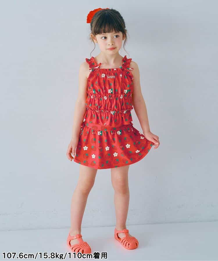 🇯🇵預訂 日本直送🇯🇵p.premier四色標籤圖案印花褶皺上衣和裙擺分體泳衣