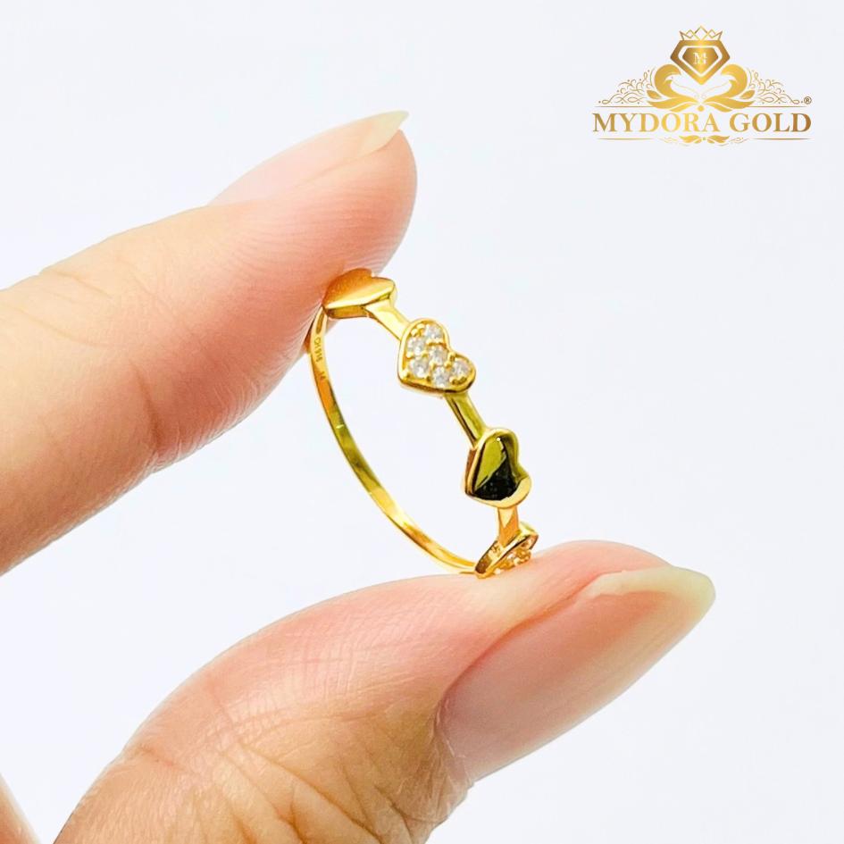 MYDORA Cincin Batu CZ Love Link l EMAS 916/22K