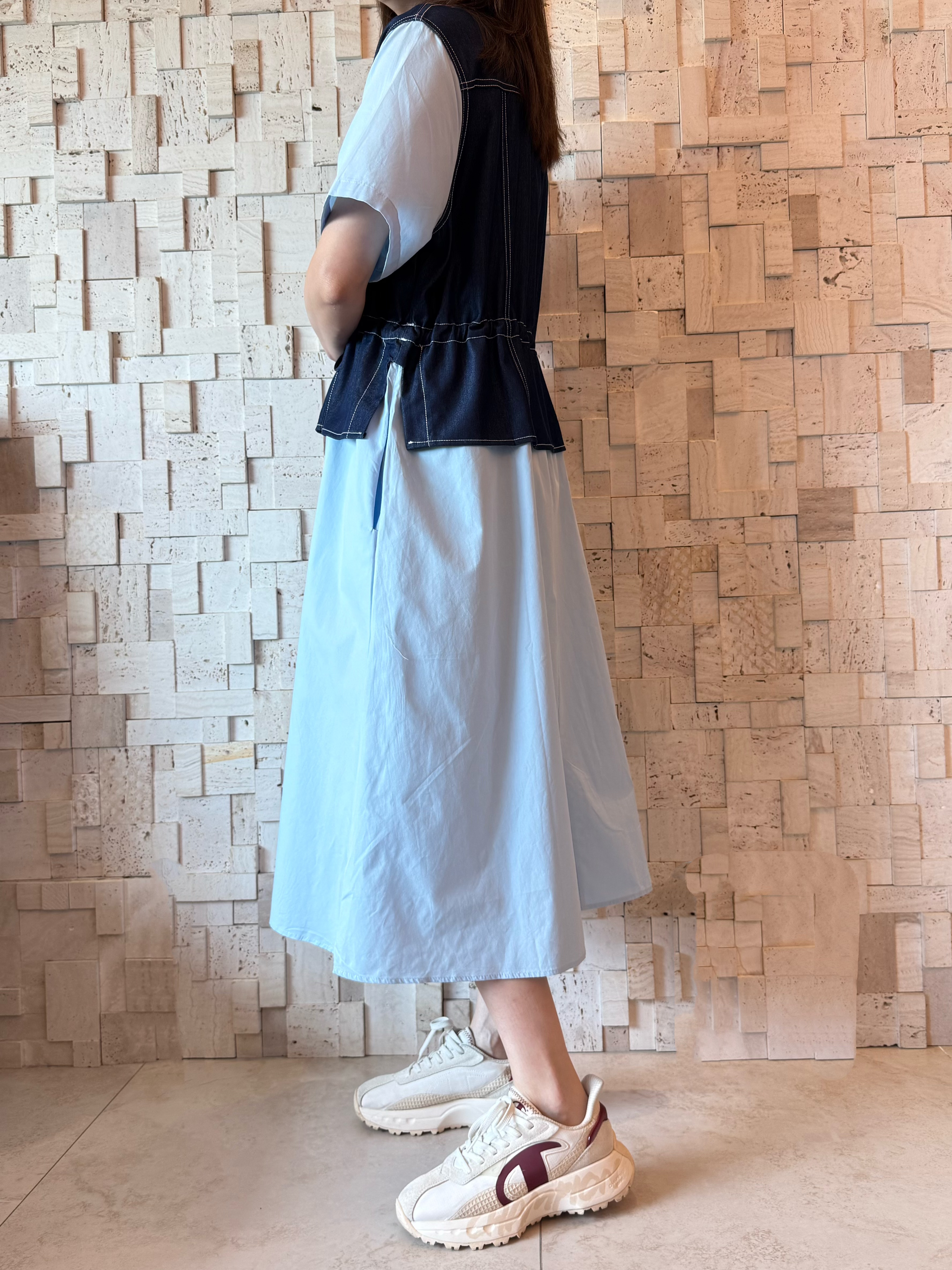 S00363 牛仔拼棉布Op💙