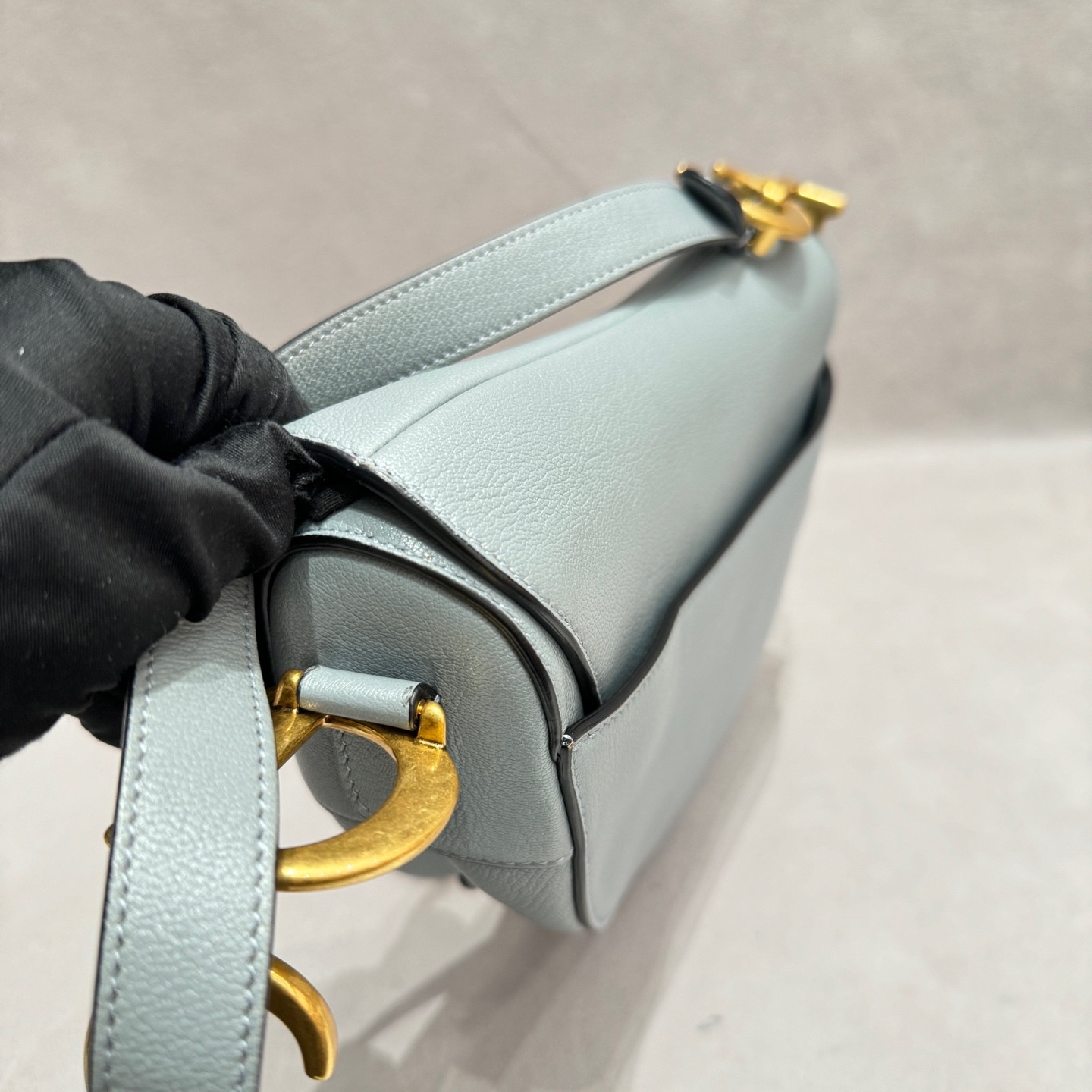 【預訂貨品】Dior全皮霧霾藍馬鞍包