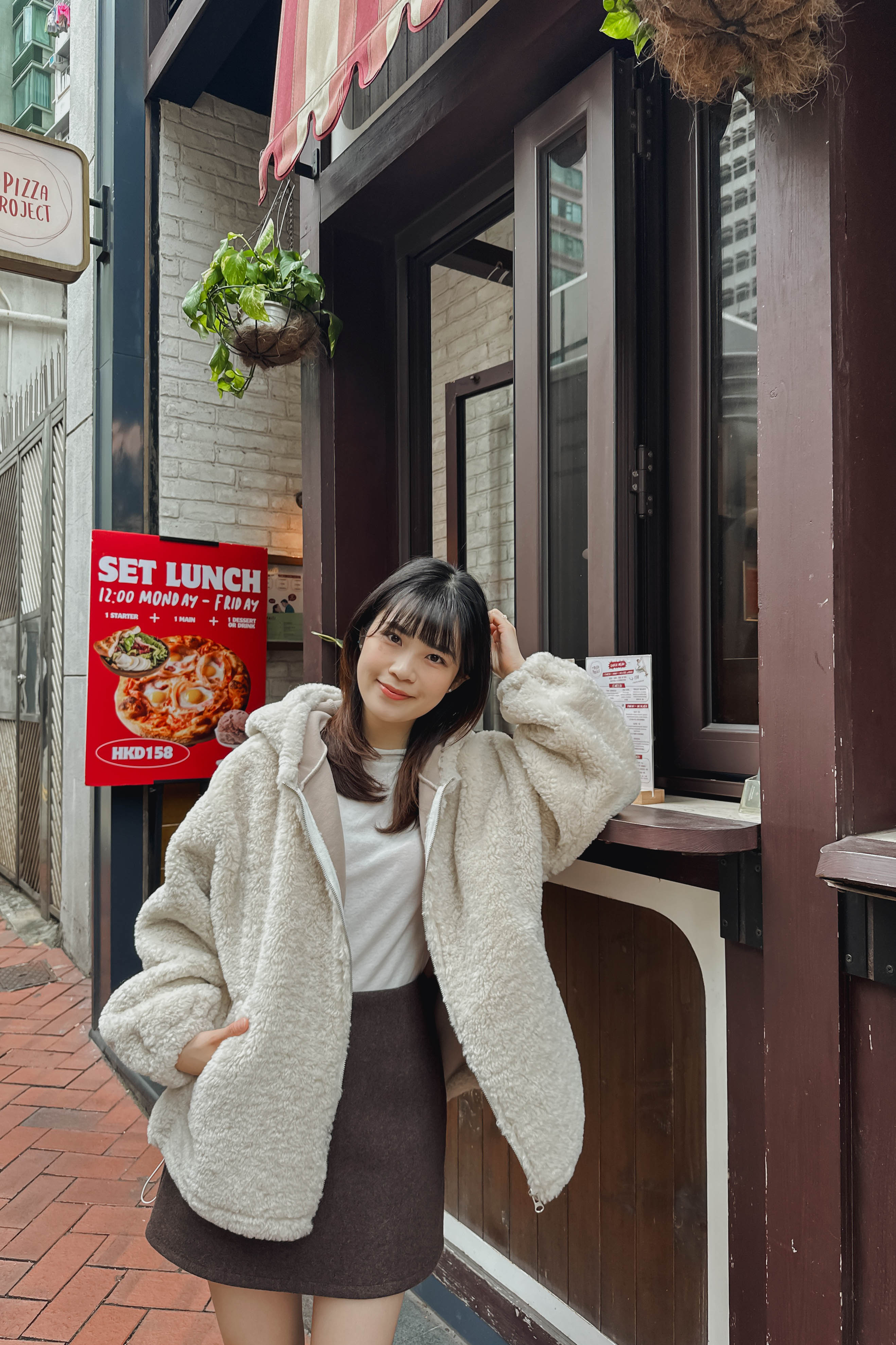 熊熊連帽中長外套 (兩色入)