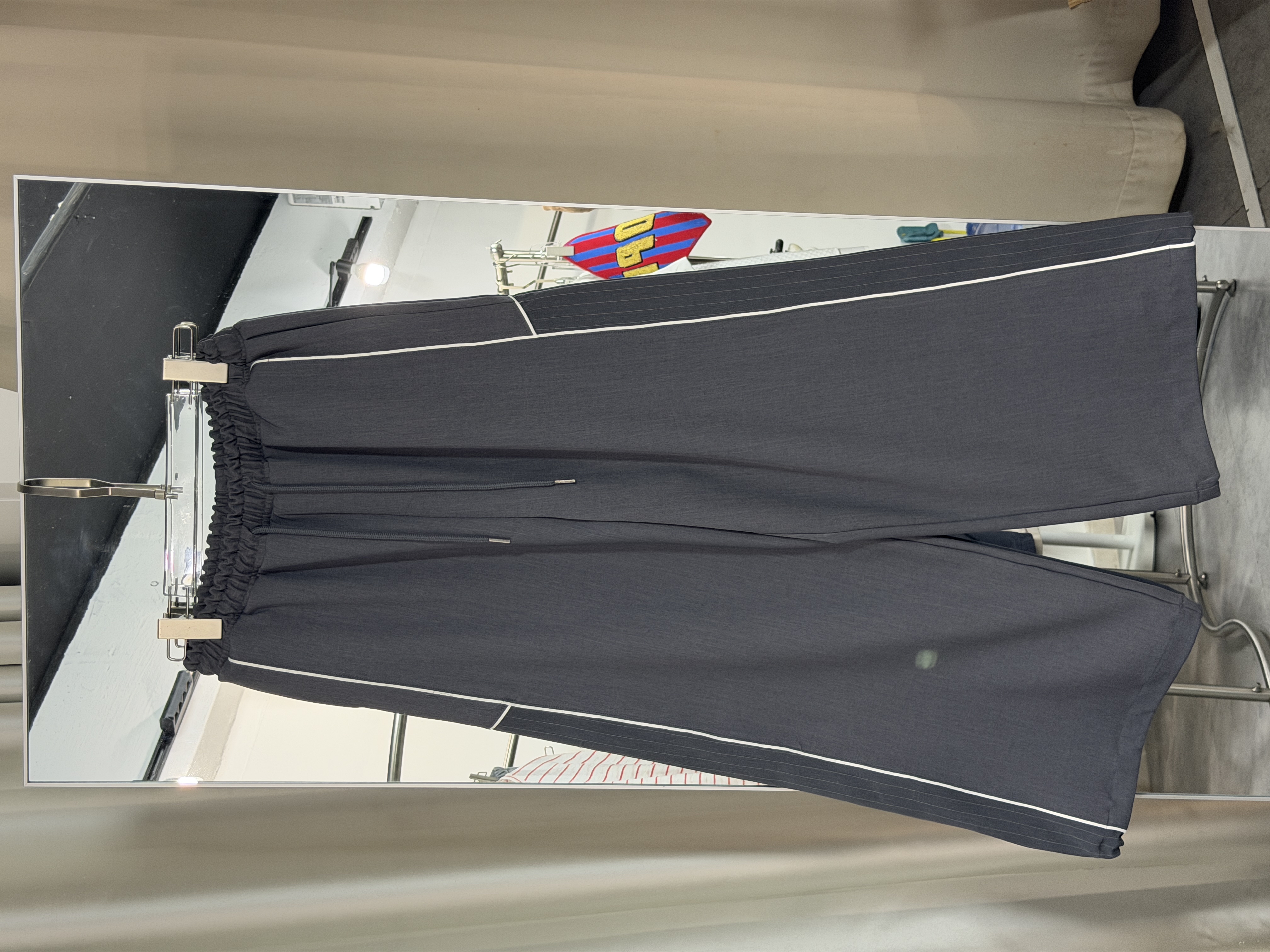 高質撞色條紋寬鬆休閒西褲