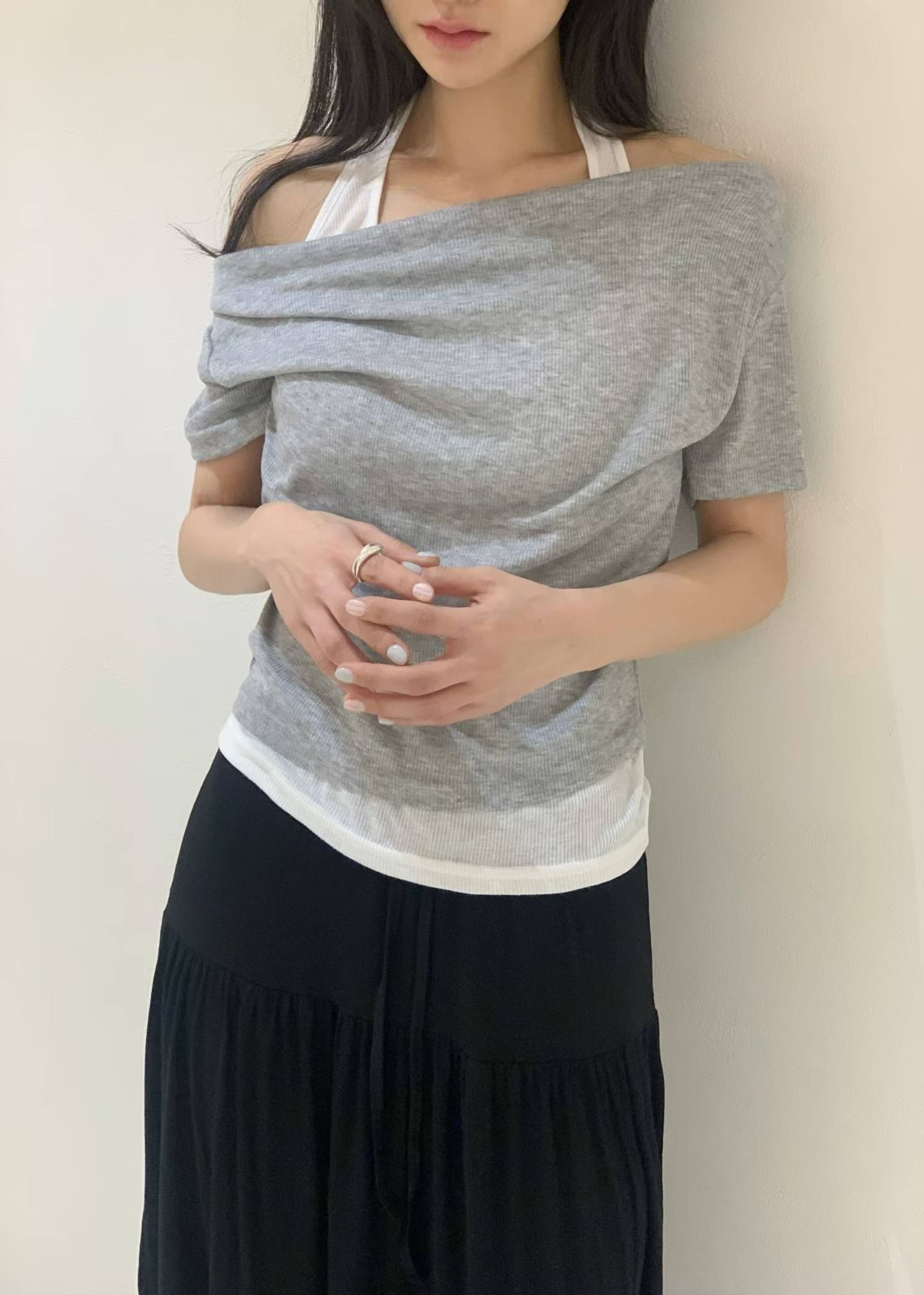 K15 假兩件拼色top