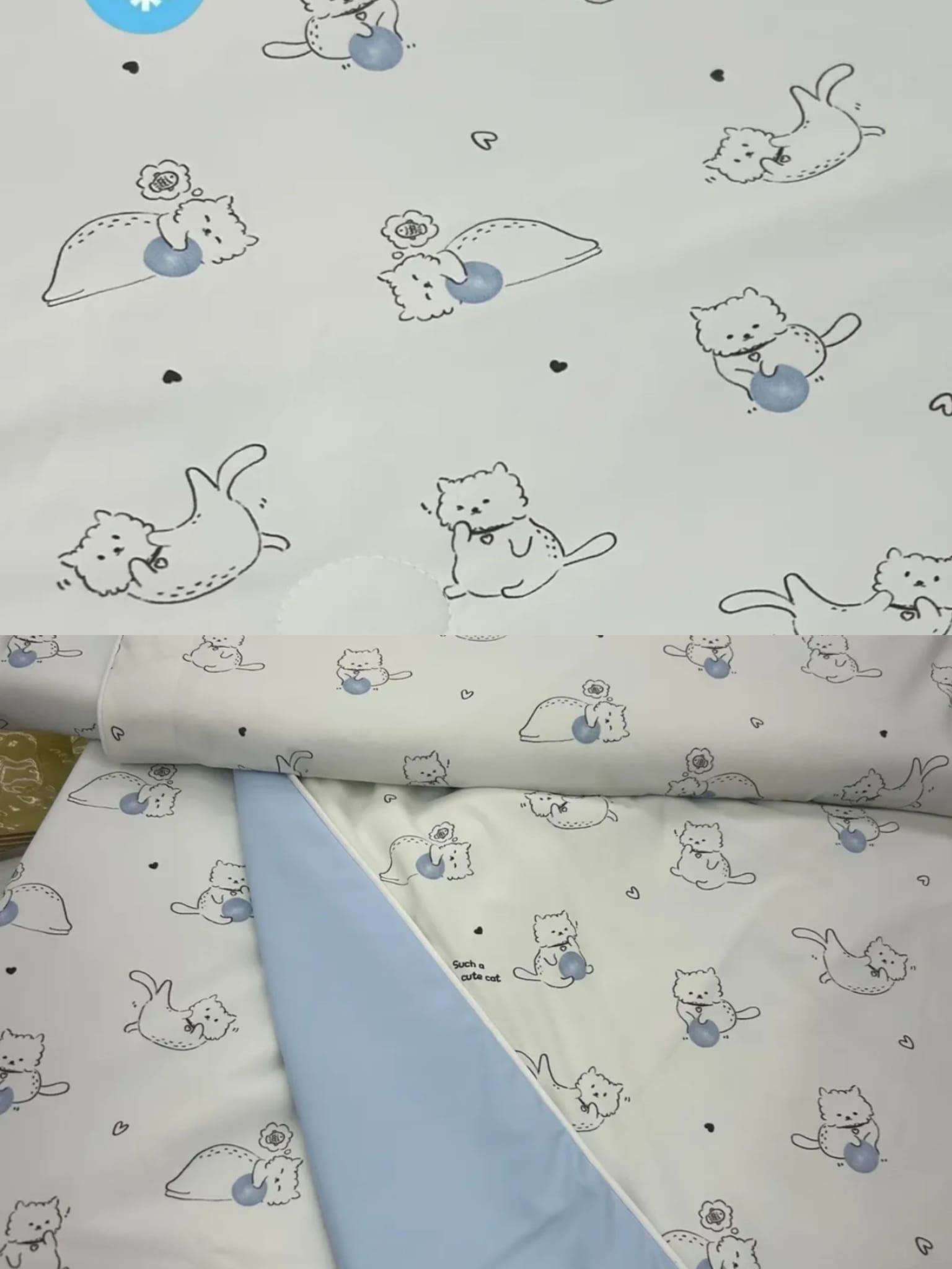 🇰🇷韓國廣藏市場 萌萌小貓涼感被（單人150×200cm）｜白色｜100%涼感紗❄️🐱🤍🛏️