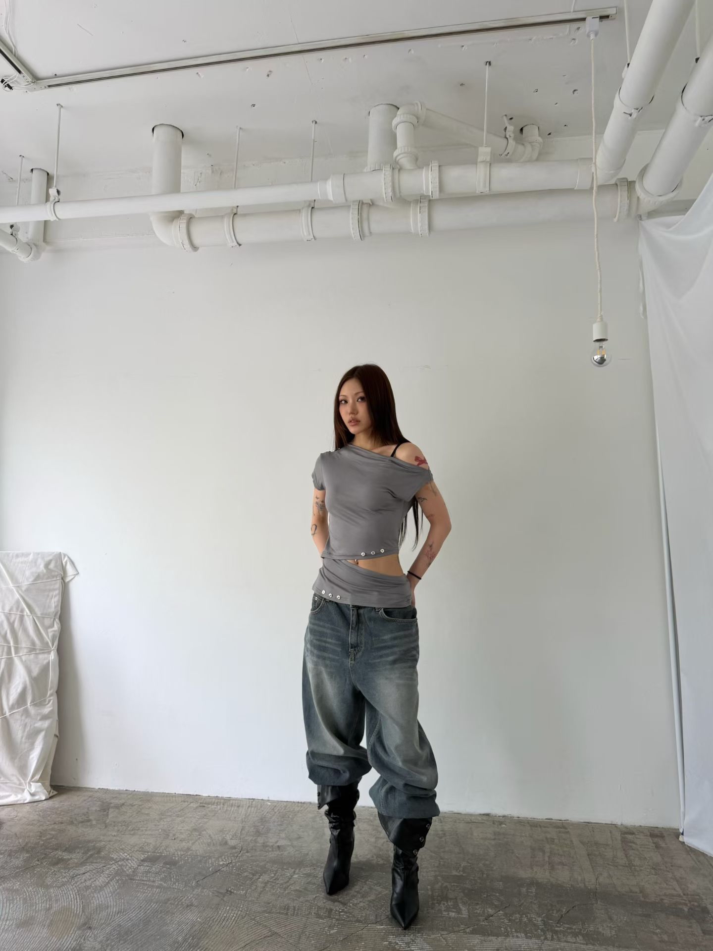 Asymmetric Ruched Cutout Top