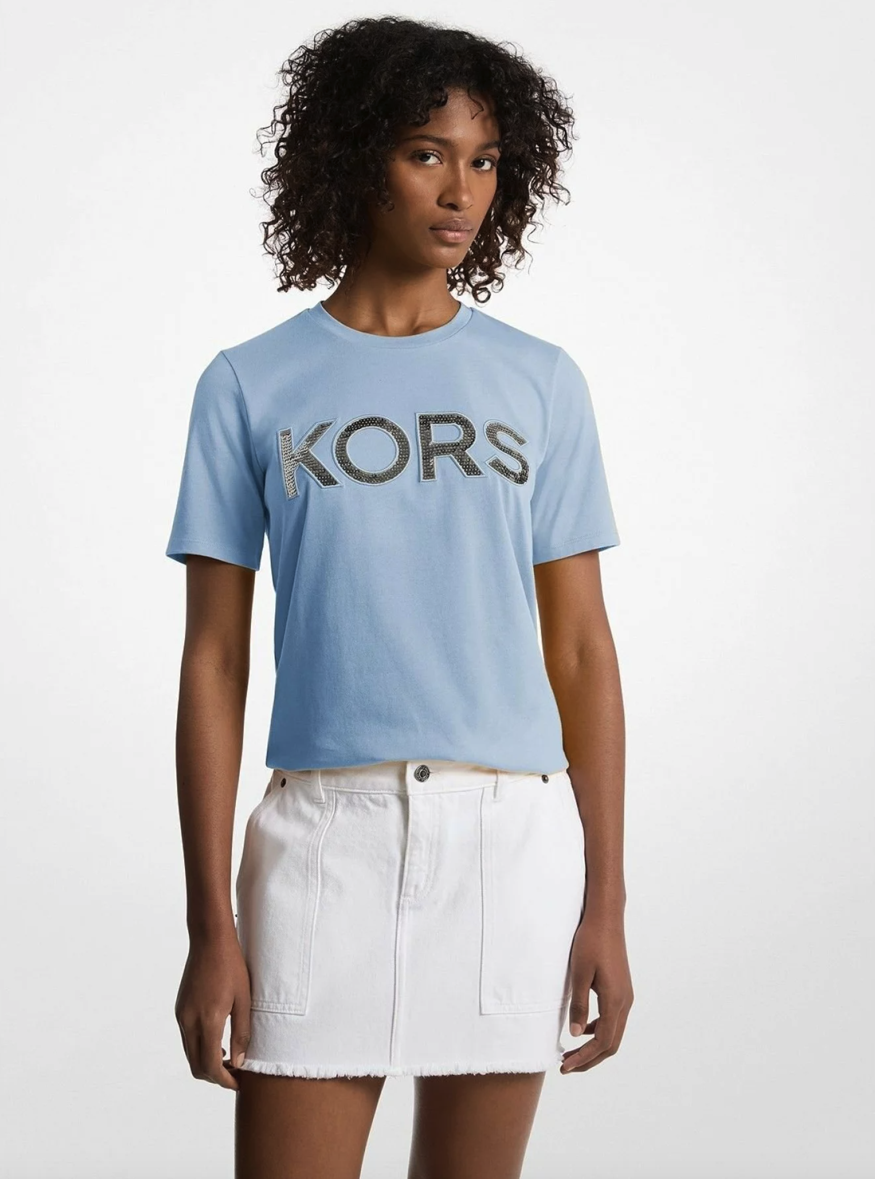 Michael Kors Sequined Logo Cotton T-Shirt
