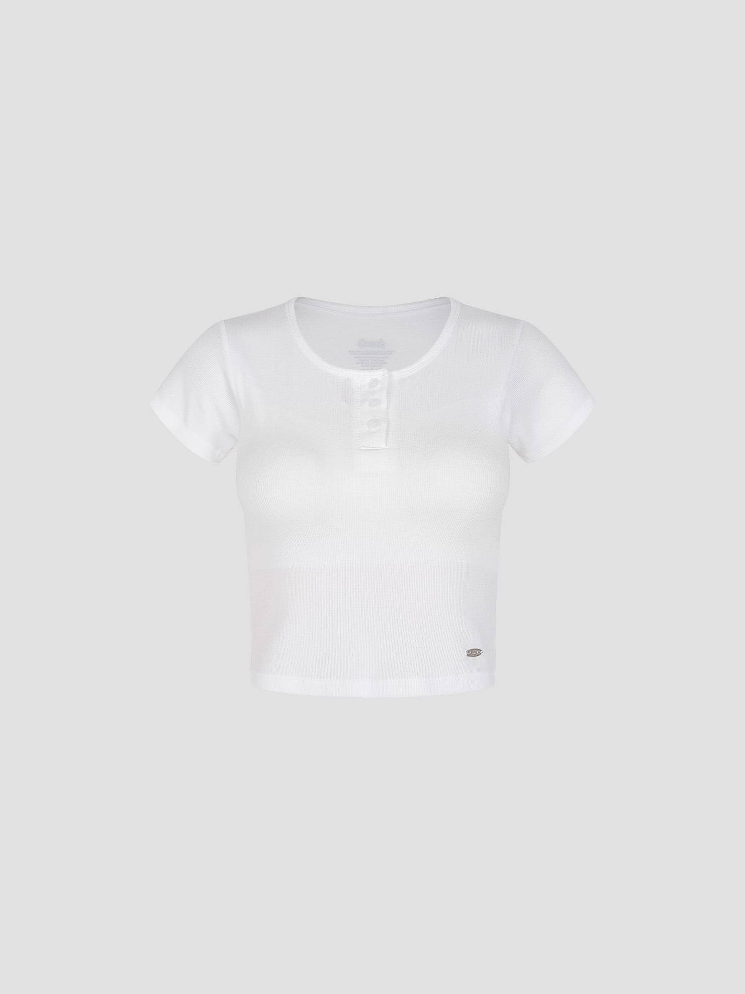 【連胸墊半開鈕扣TOP】預購_Cap-embedded Henry Neck T-shirt by Conch