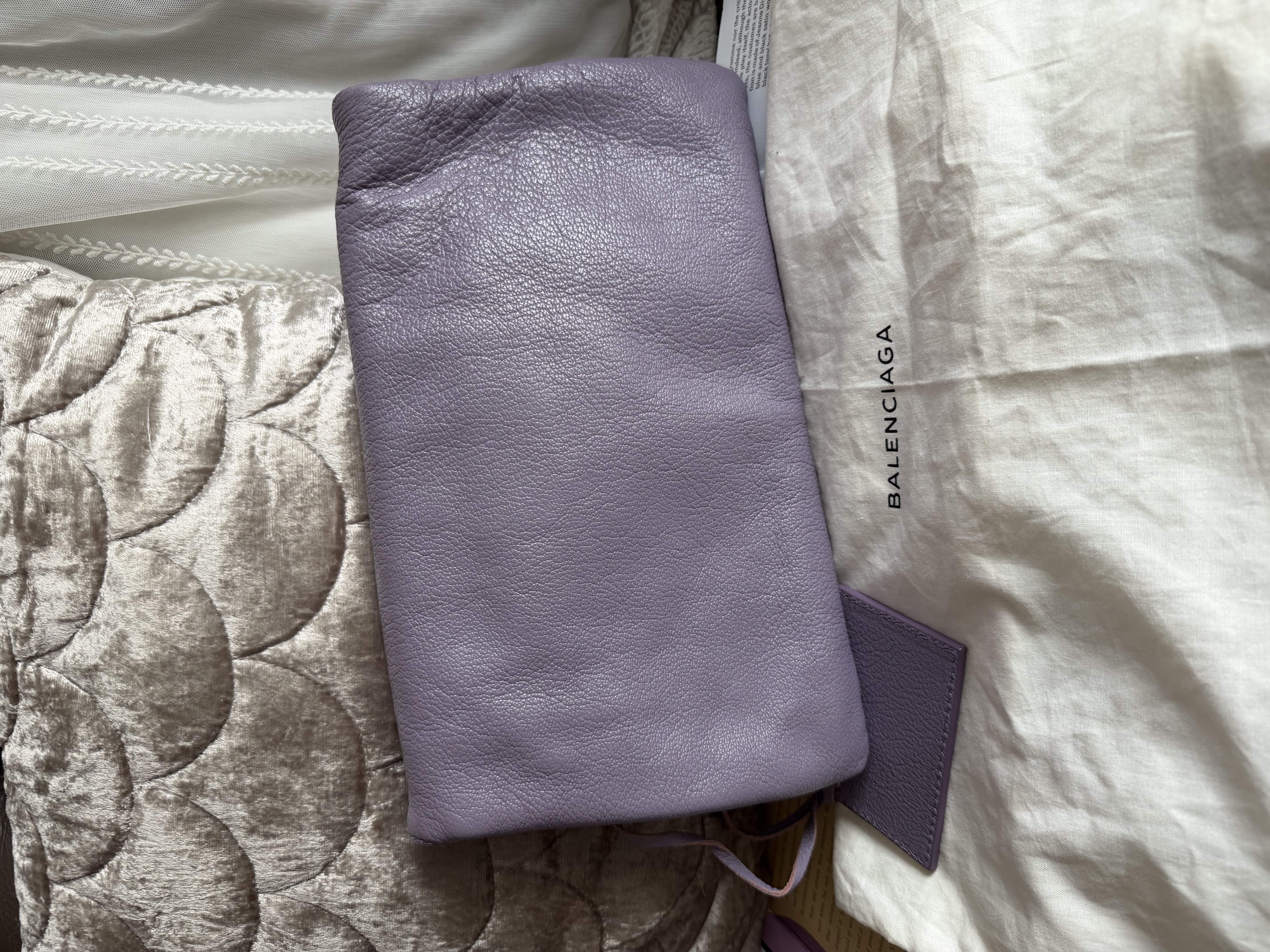 balenciaga lavender purple Lambskin Motocross Giant 12 silver Envelope Clutch Bag / bag 