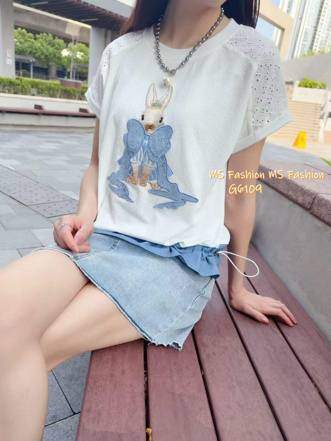 G6109 韓國🇰🇷通花袖兔兔top