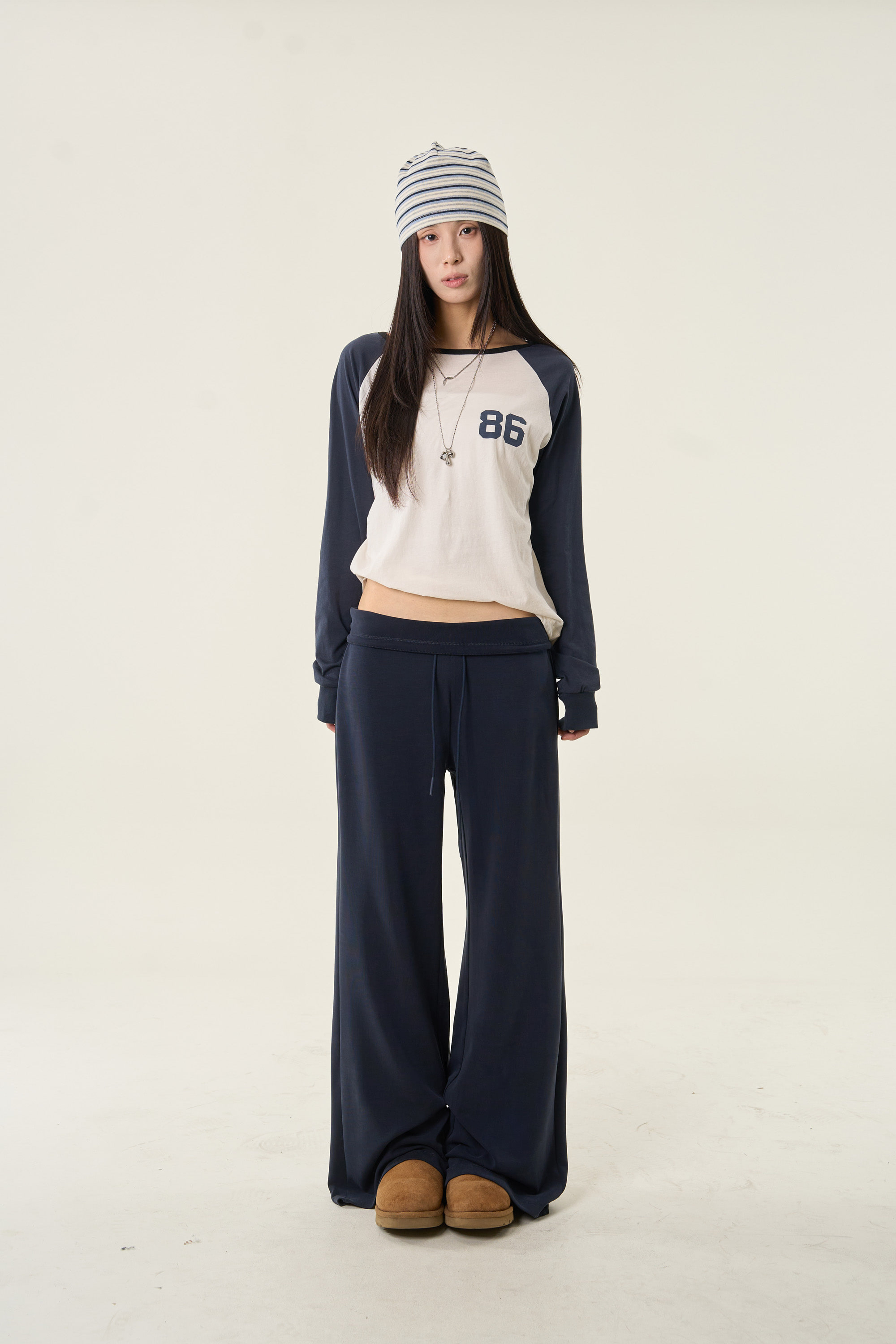 Fold-Over Wide-Leg Sweatpants