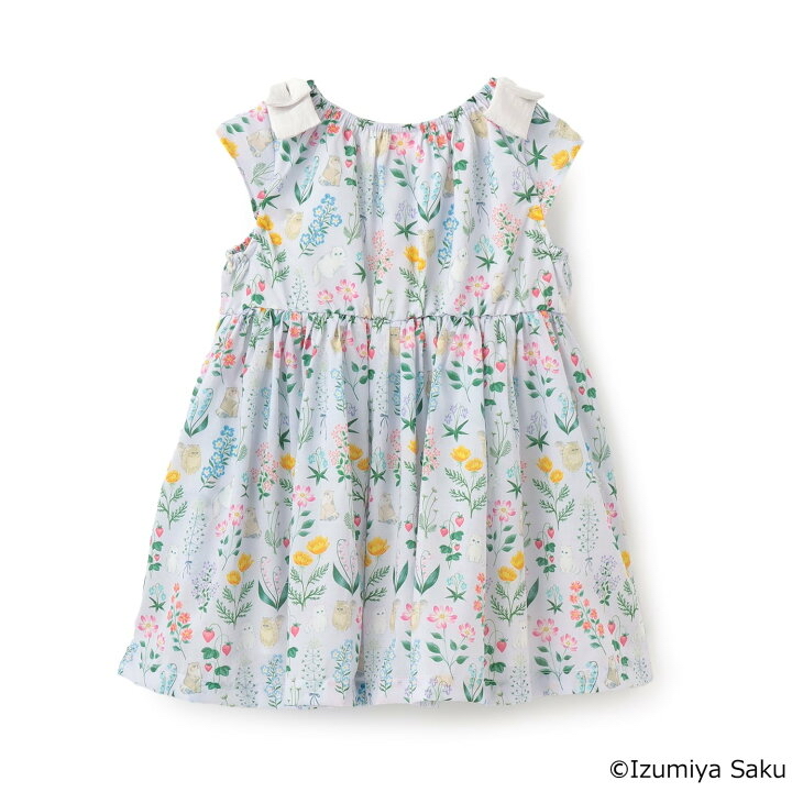 🇯🇵預訂 日本直送🇯🇵Petit Main x Izumiya Saku兩色花卉小貓滿印蝴蝶結短袖連身裙