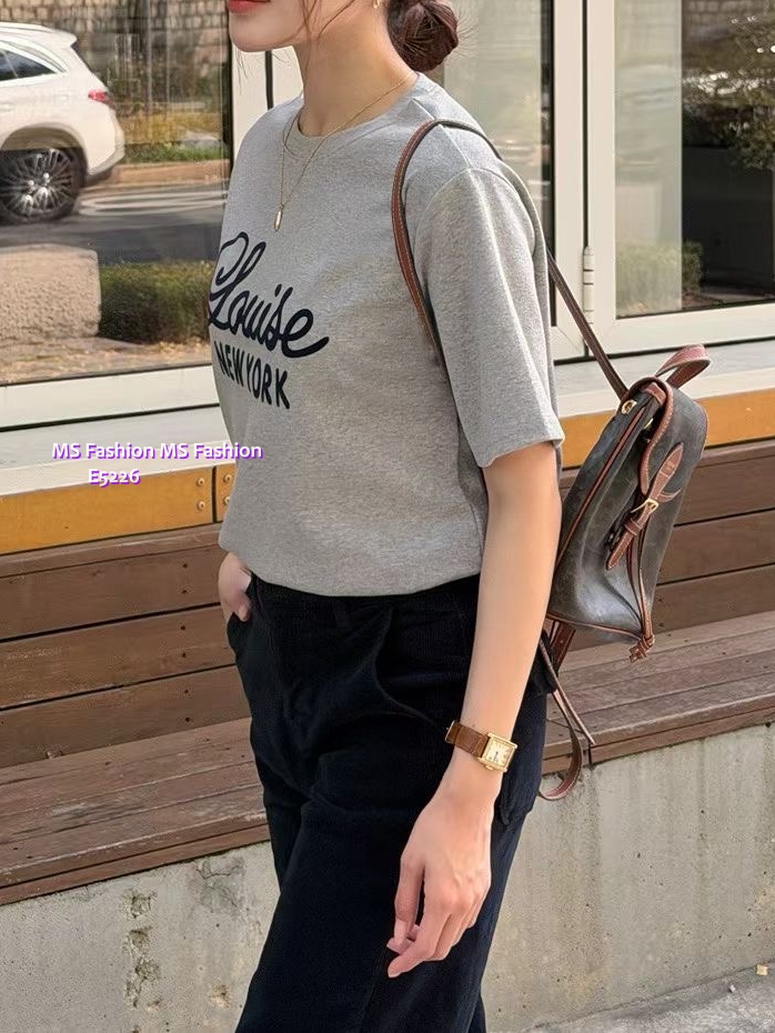 E5226 拼色字母tee