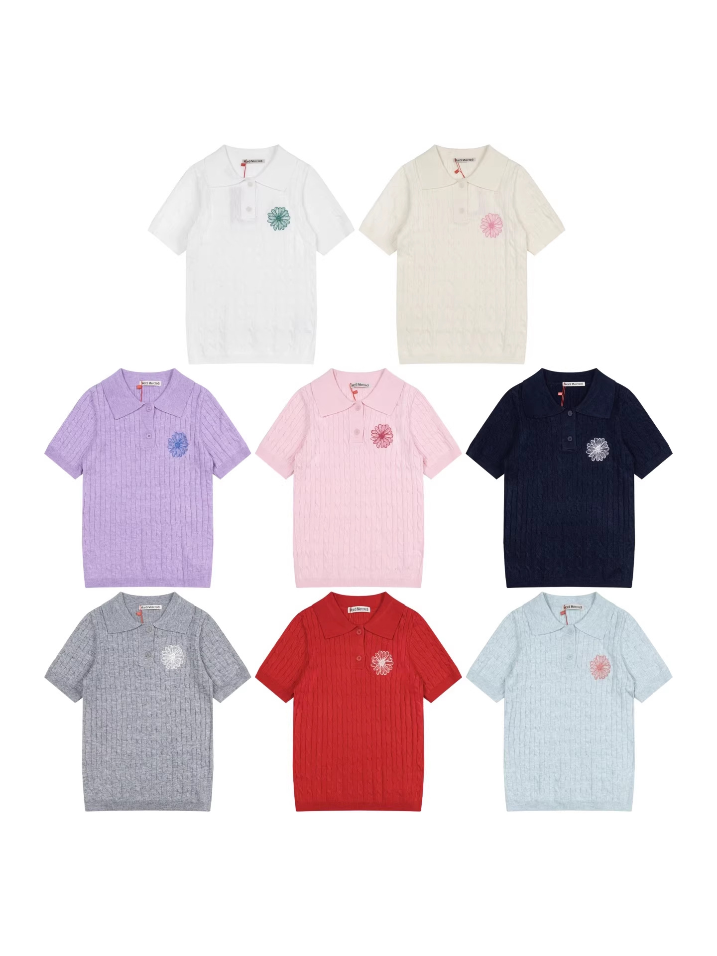 預訂 Mardi Mercredi小雛菊刺繡針織短袖衫