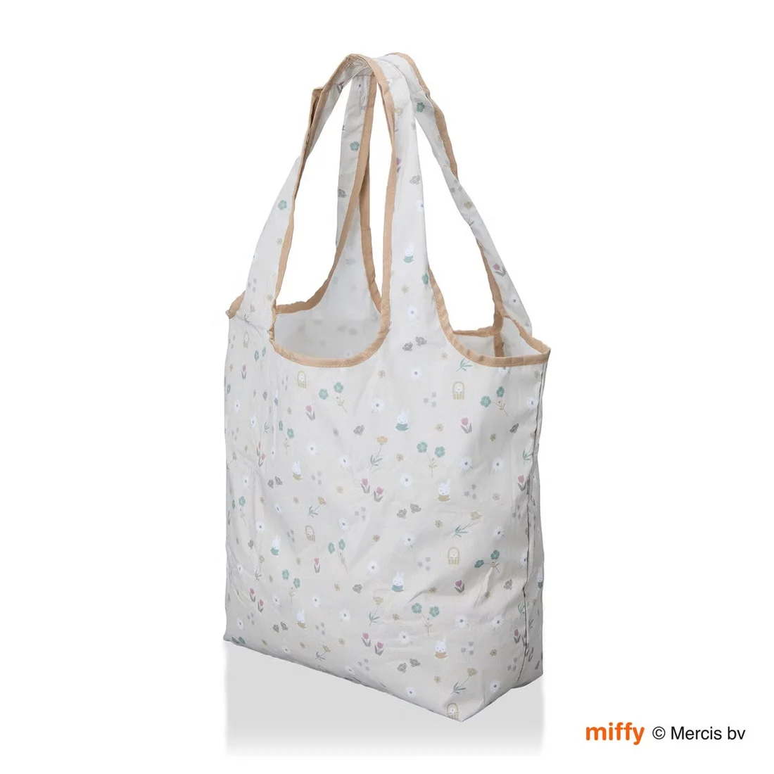MIFFY 可摺疊 環保袋 M 米色 小花