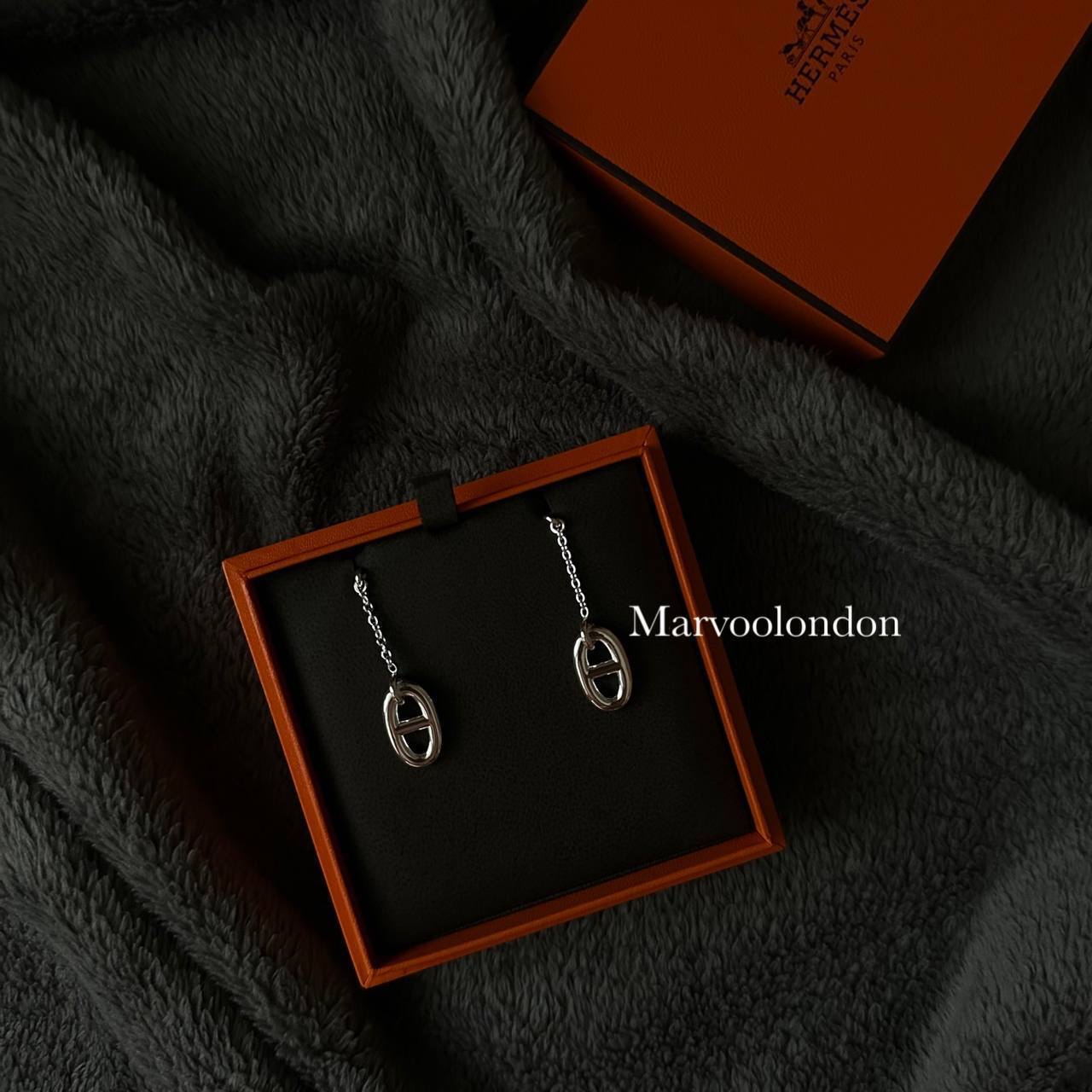 現貨❤️Hermes 925 純銀豬鼻垂吊耳環! 超級小有！ 