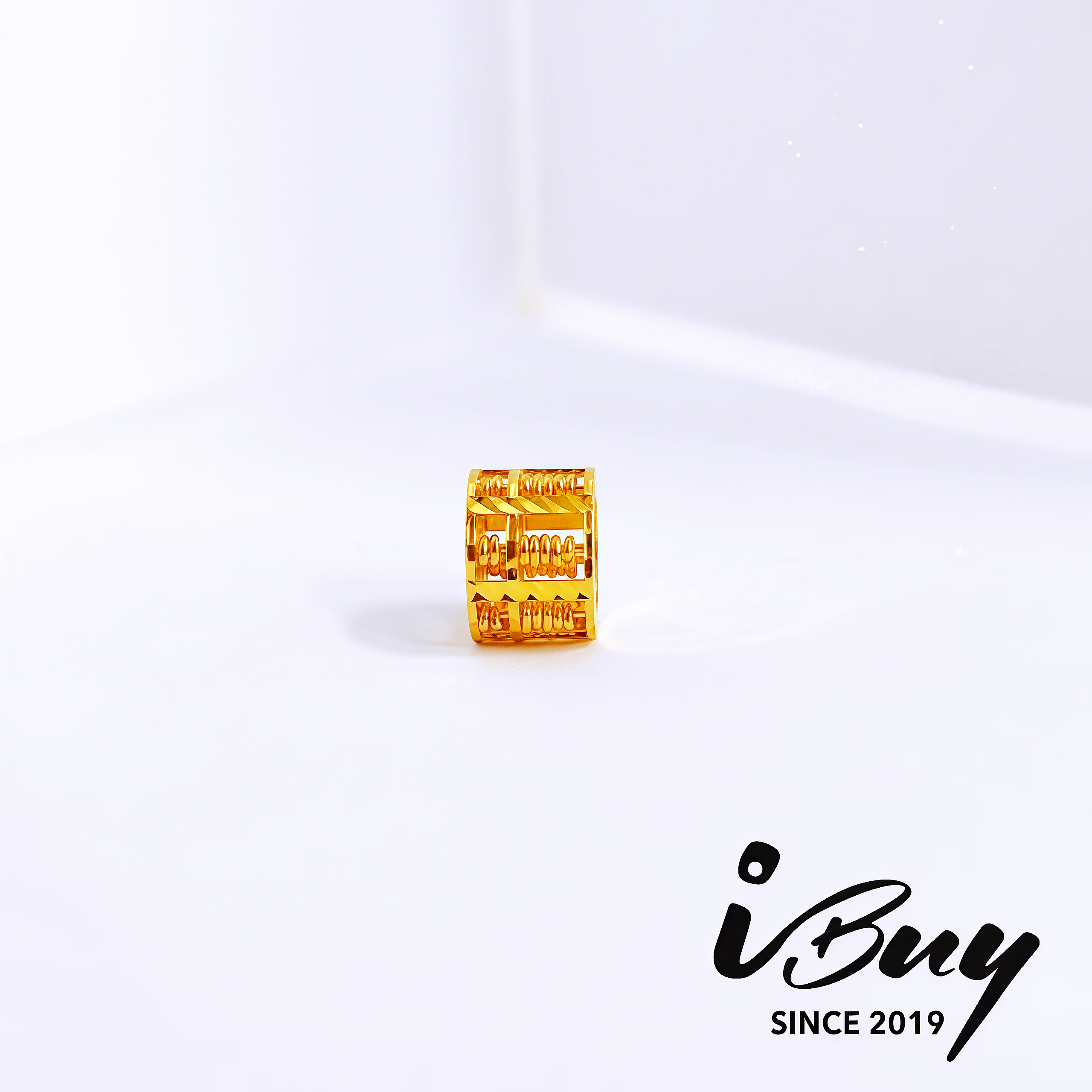 916 GOLD DIAMOND CUT UNCOUNTABLE ABACUS 916 金 菱格纹算盘串咀