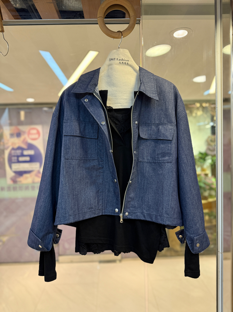 雙層拉鏈扣薄牛仔恤外套 J331 8112120290