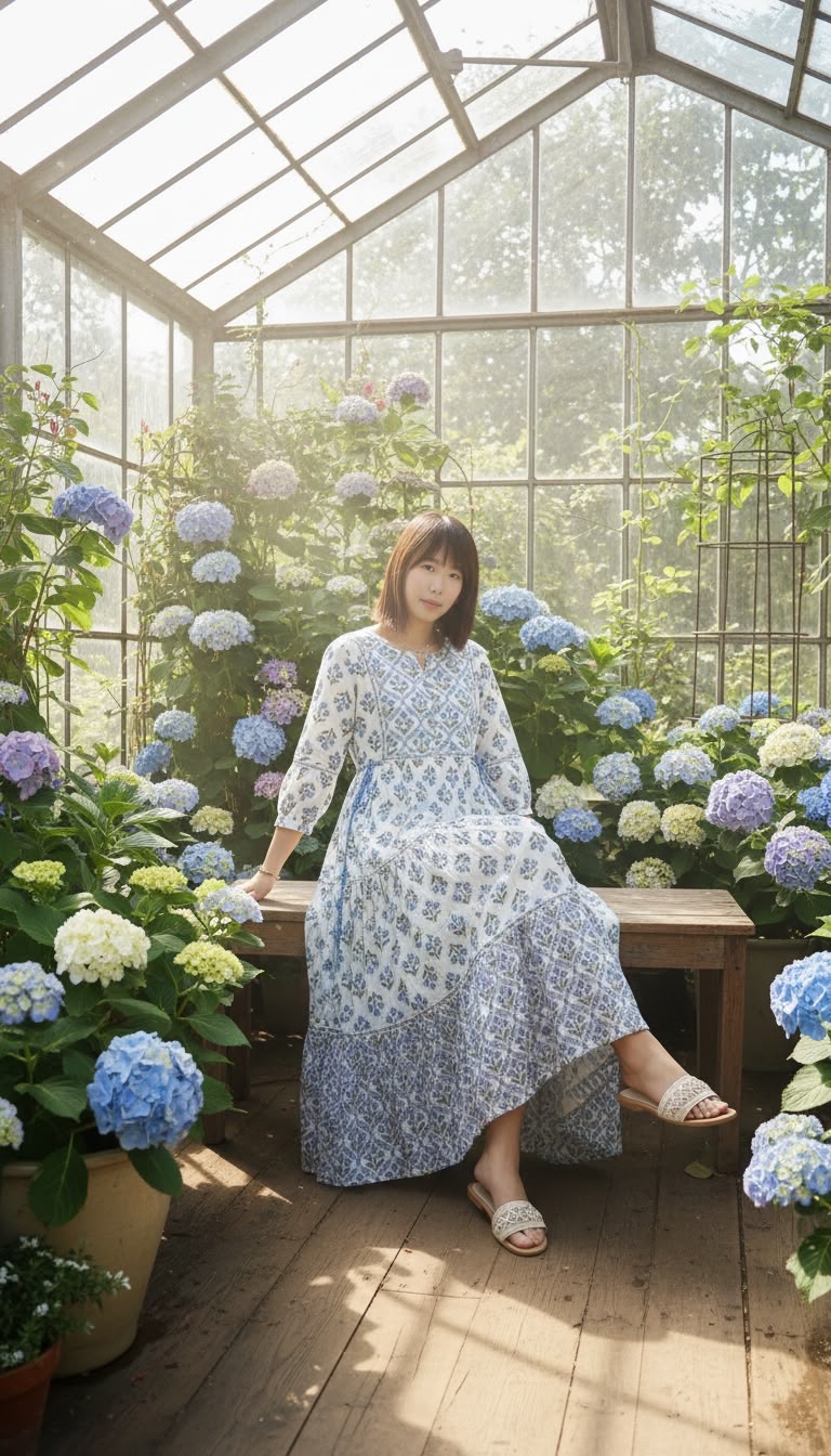 2475 White Hydrangeas 4-Rope OP 46"