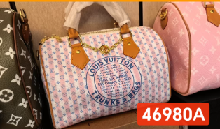 46980A PINK/WHITE BAG L 包包 白粉条纹 小【有盒子】(850)