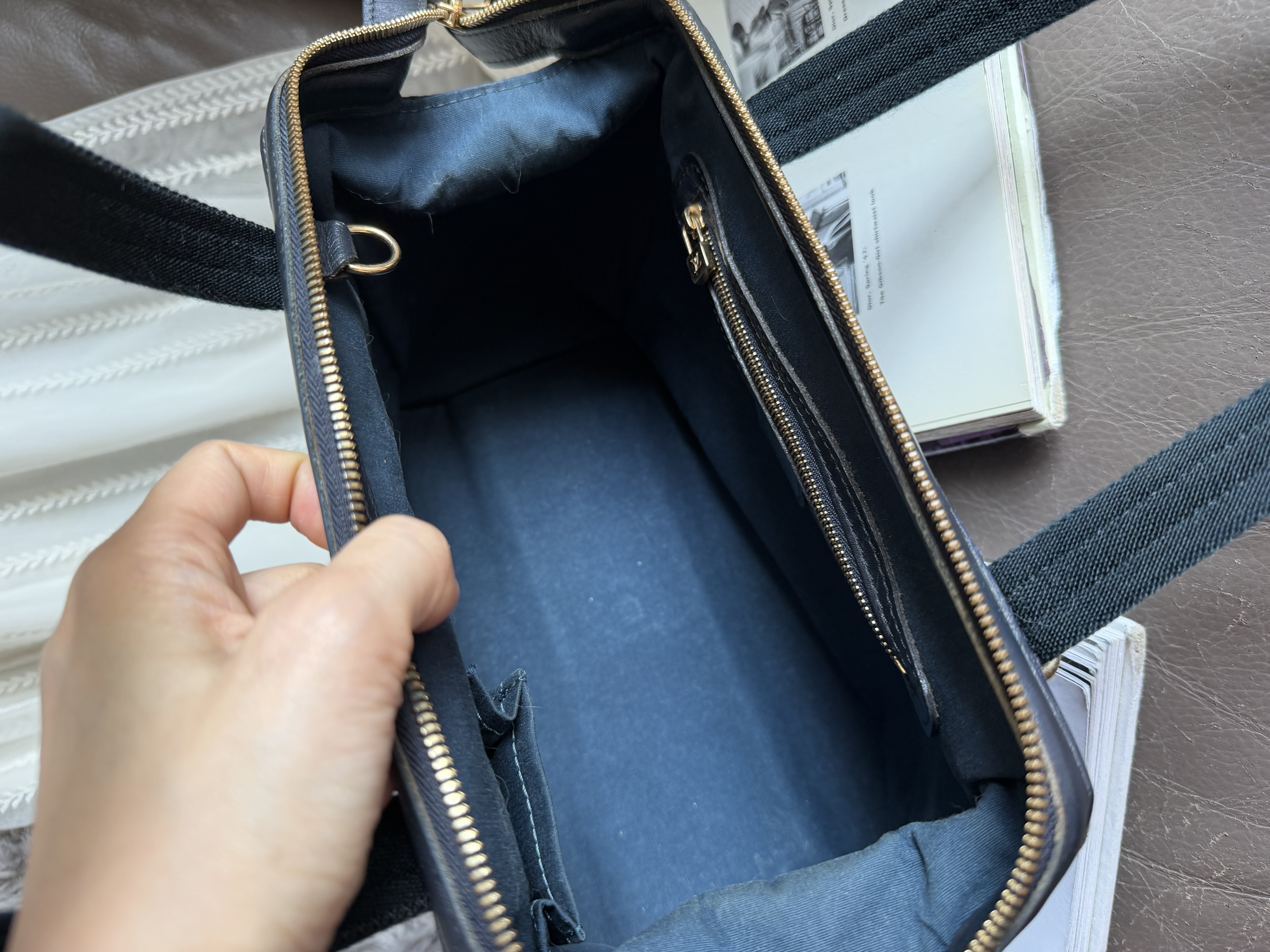 Vintage louis vuitton navy denim Monogram Mini Lin Josephine PM 