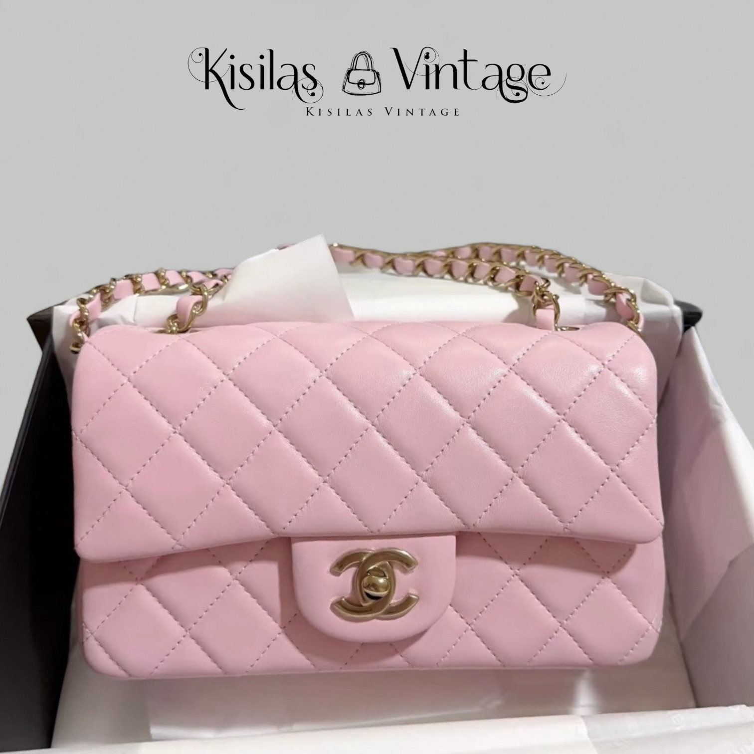 Chanel Lambskin 20cm 粉紅