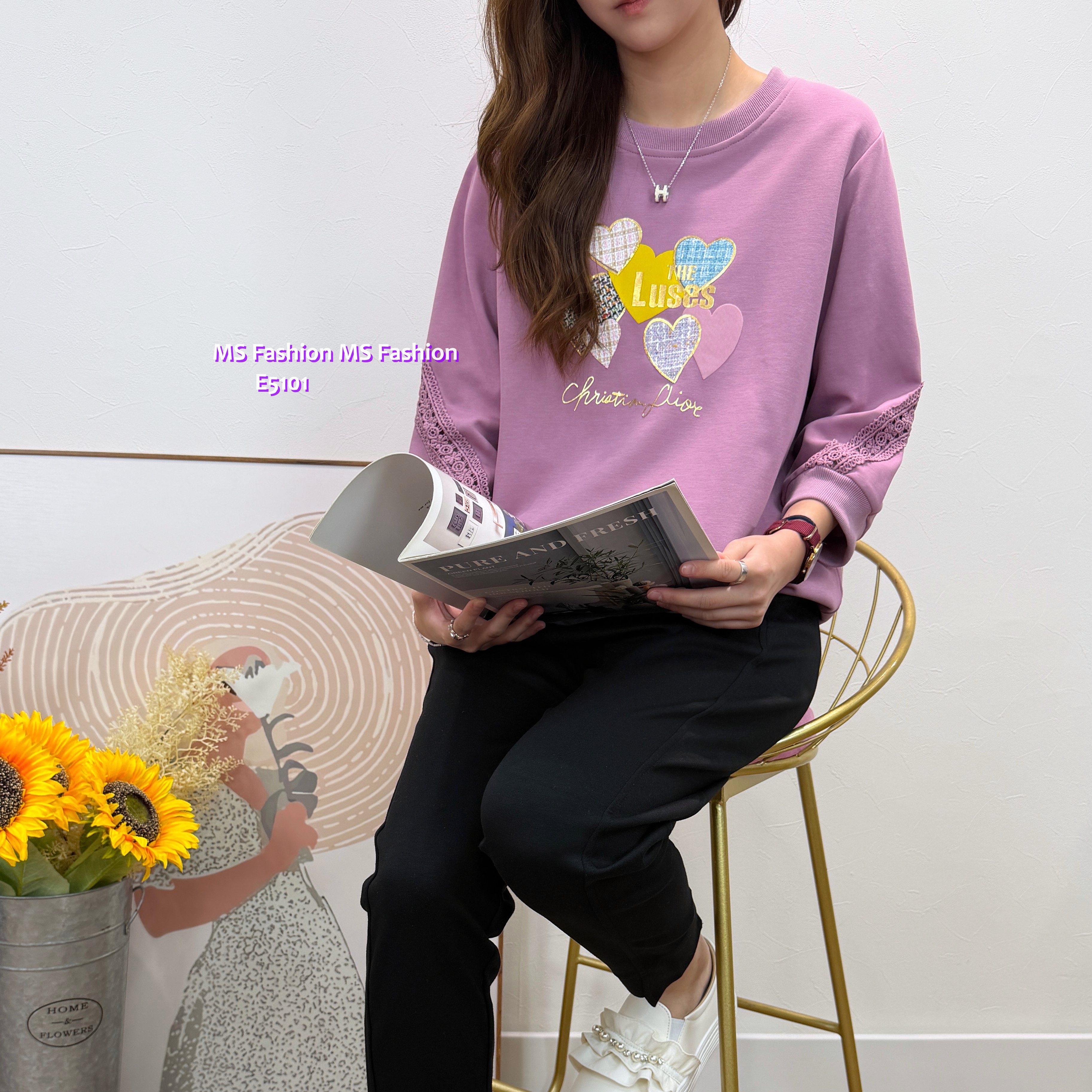 E5101 彩心print top