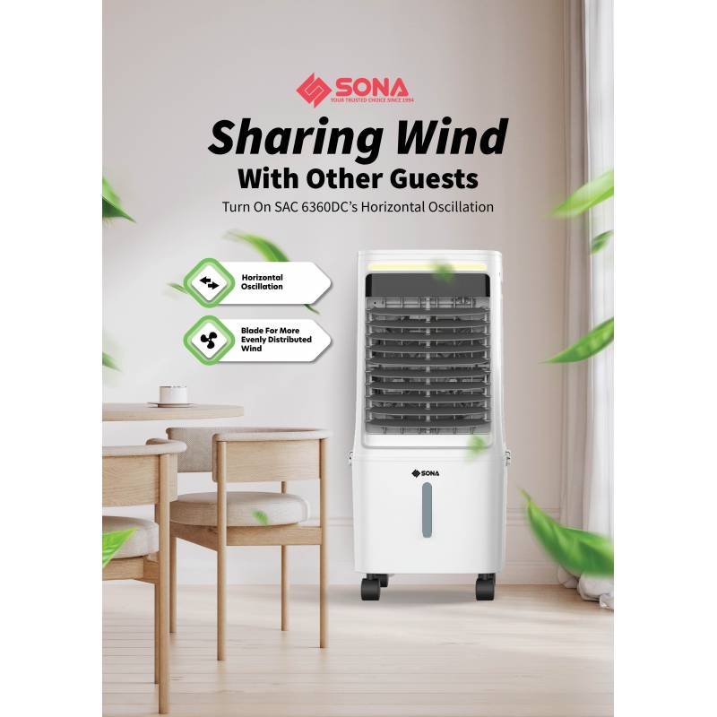 SONA Remote 2-in-1 DC Motor Fan With Air Cooler SAC 6360DC
