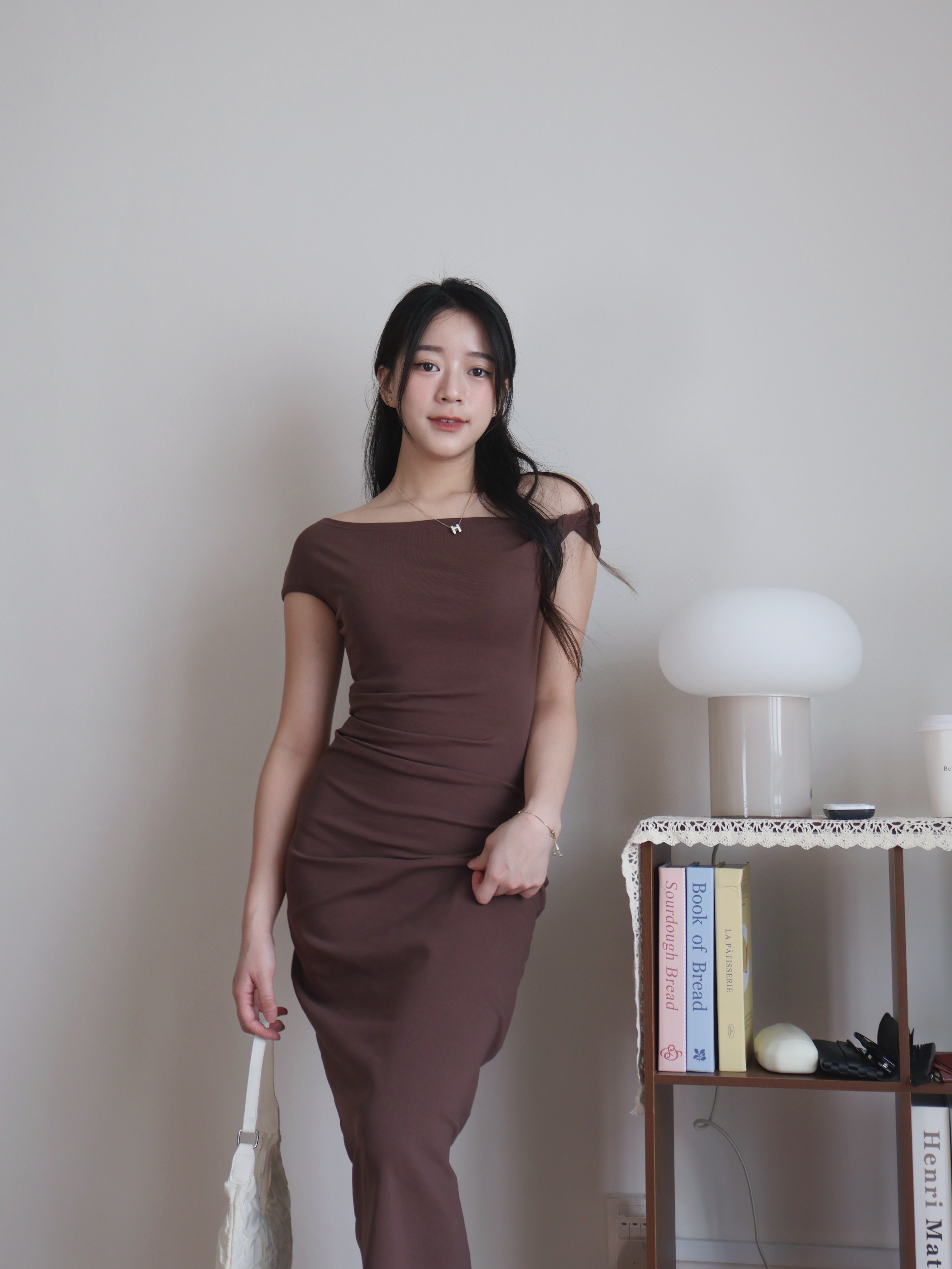 Vaeda Off-Shoulder Dress | Brown