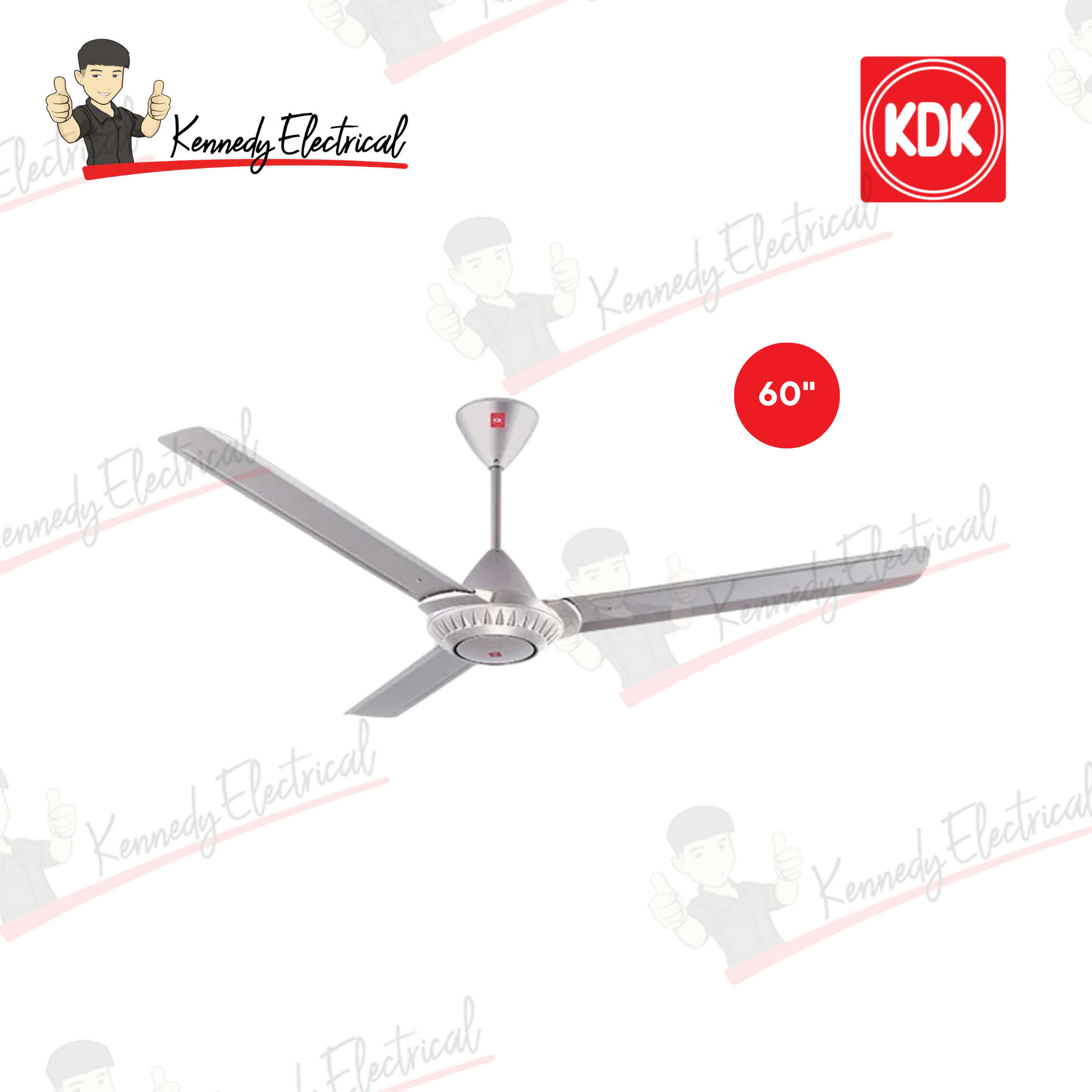 KDK 60" Ceiling Fan 3-Blade Regulator Silver (K15W0-SL)