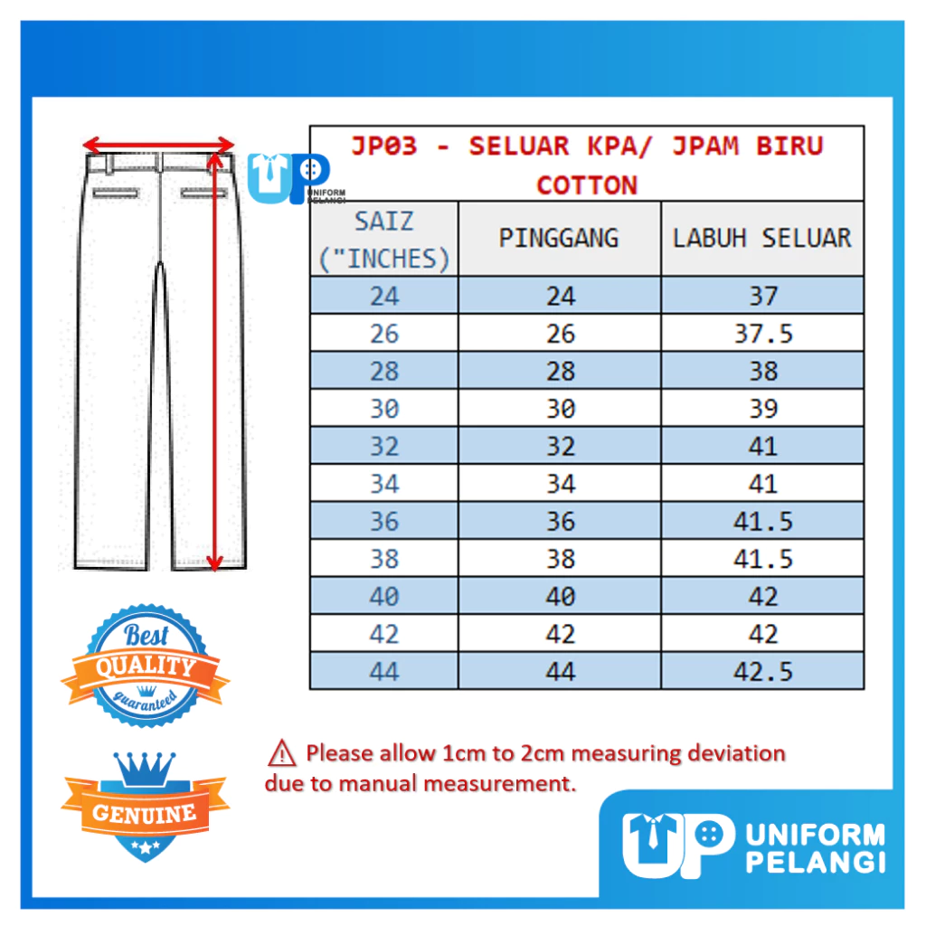 Uniform KPA No 4 Kaspa Biru Kemeja Lengan Panjang Long Sleeve Sekolah Kokurikulum K.P.A NO.4 民防
