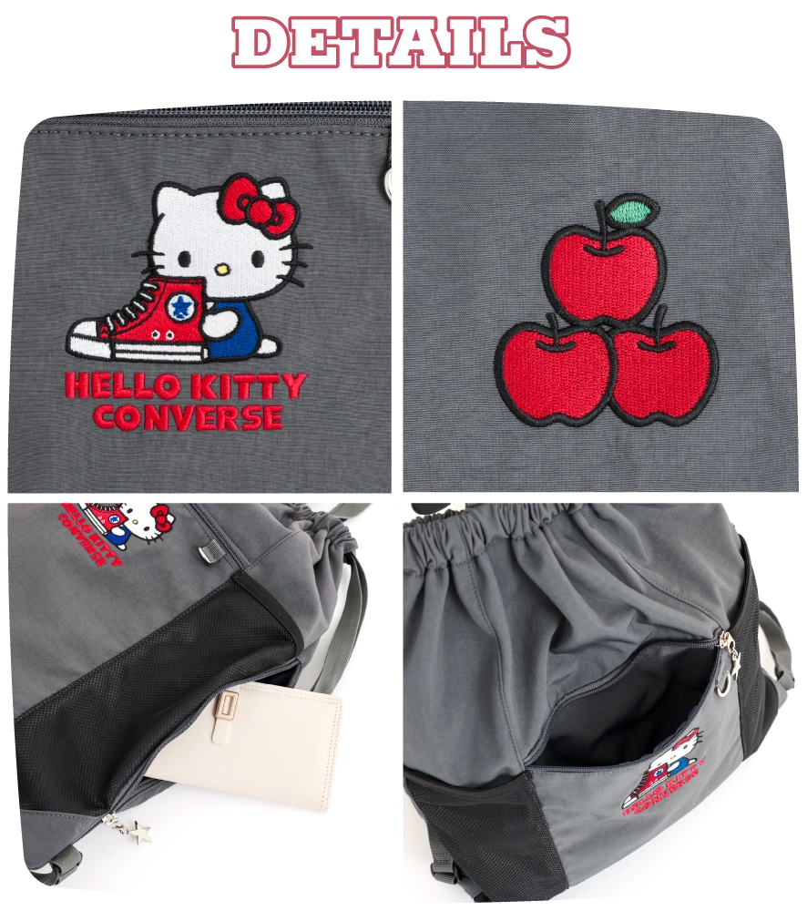 日本預訂📍日本限定Hello Kitty x Converse系列第二彈 - 索繩背囊連拉鏈袋仔 不包郵
