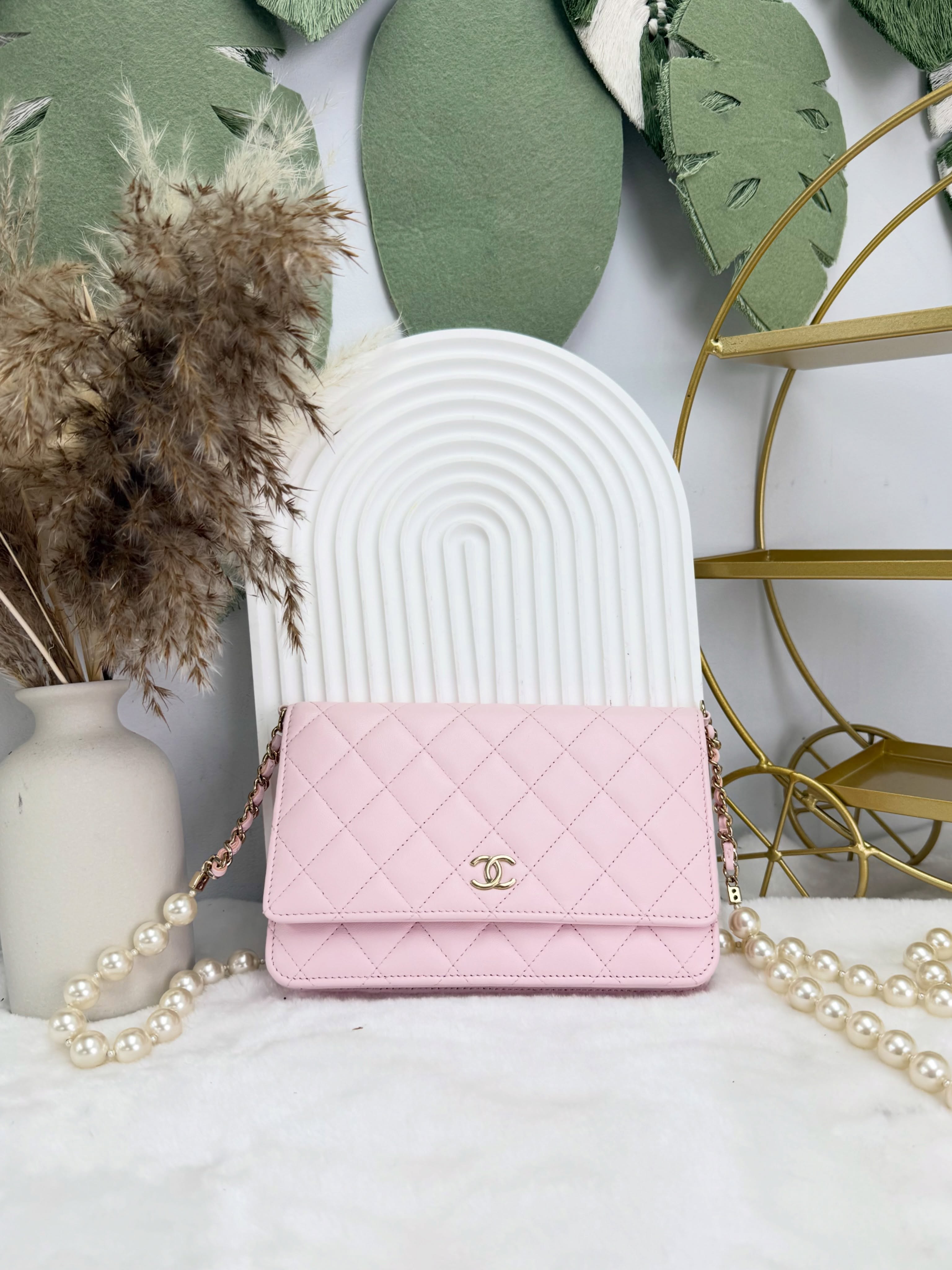 Chanel👜 PRE OWNED 🛍️櫻花粉紅珍珠珠鏈 woc💗  