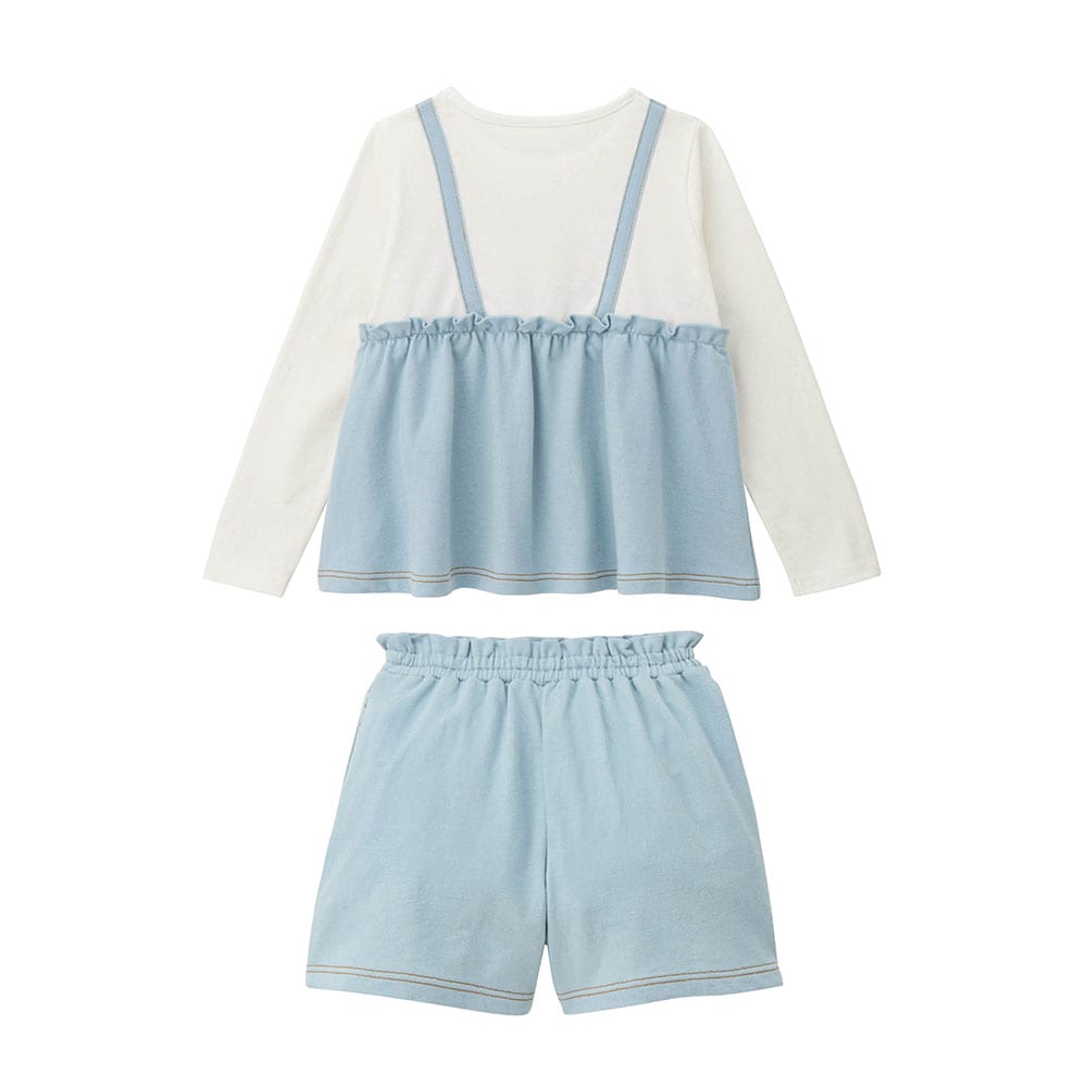 🆕【⭐訂購⭐】 🇯🇵日本直送🌀GITA牛仔風 針織緞帶 吊帶長袖上衣+短褲套裝［2款選］🌀[ELCA-0100][260412]