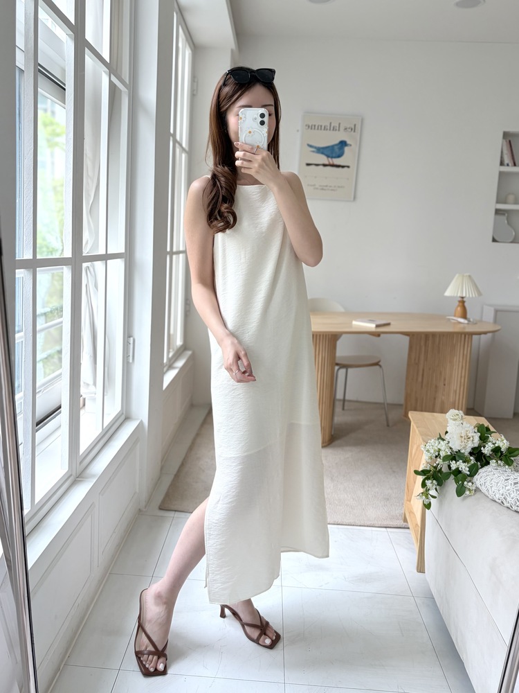 Boat Neck Layered Dress (Ivory)