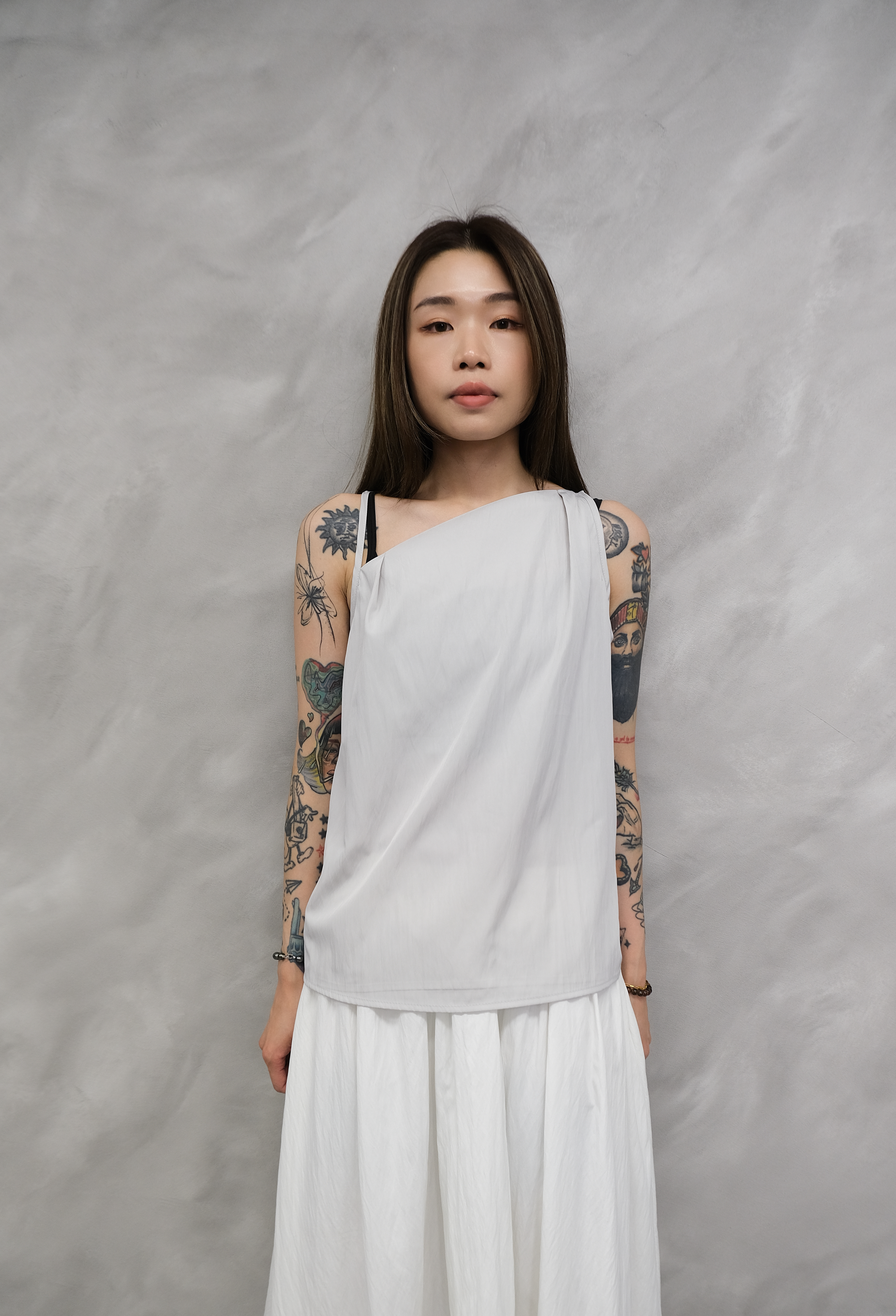 Asymmetrical collar top #top146