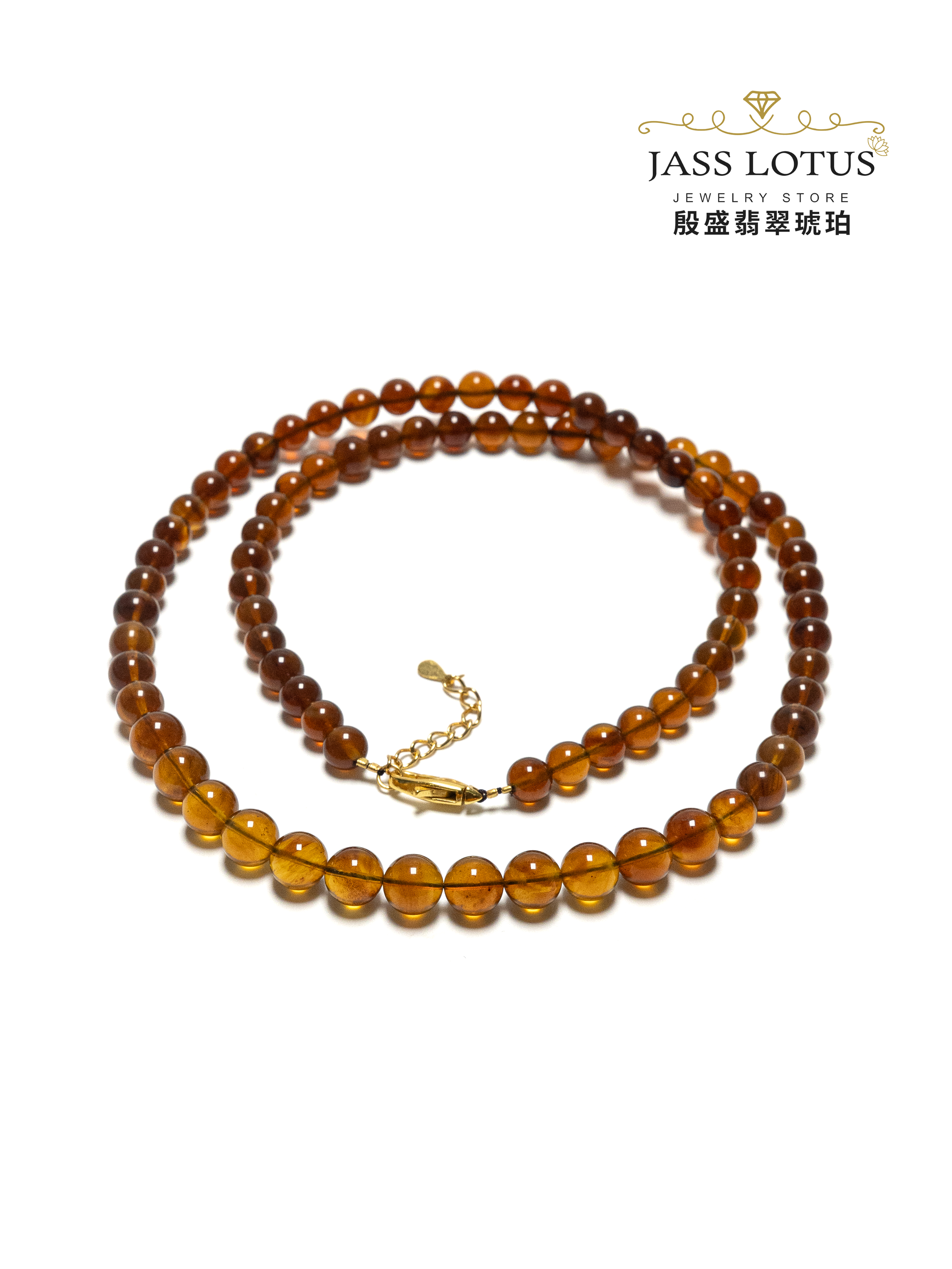 緬甸天然琥珀棕紅珀塔珠頸鏈