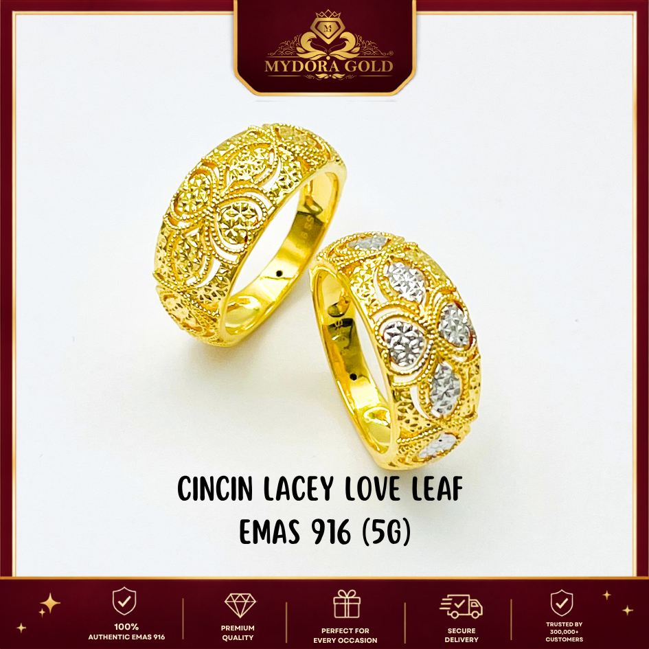 MYDORA Cincin Lacey Love Leaf (5G) l EMAS 916/22K