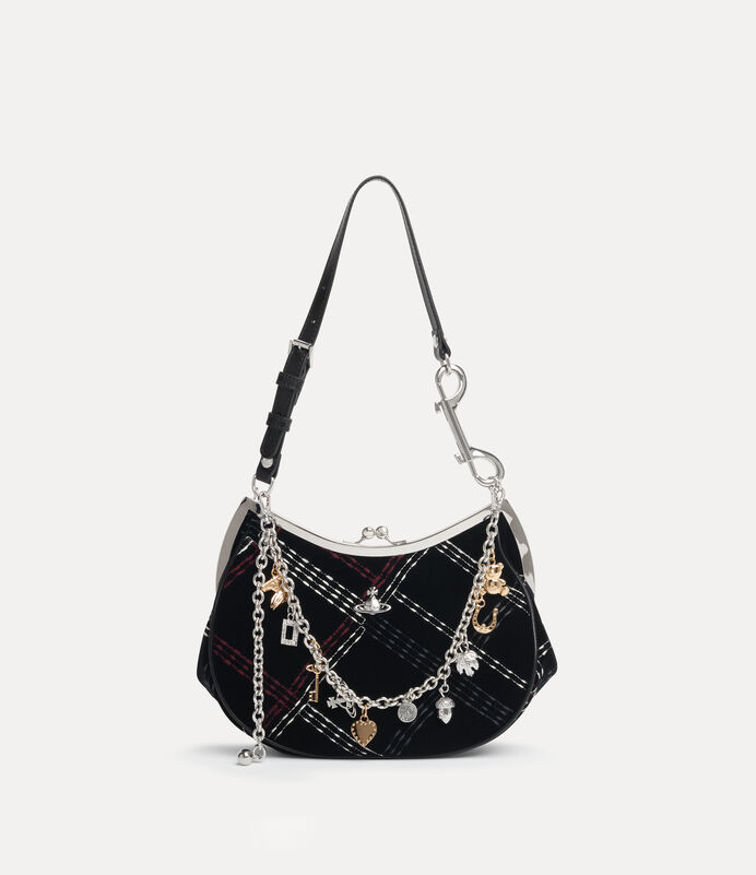 限時優惠💖新款🆕訂貨🍒Westwood 啪扣velvet shoulder bag  袋上掛飾可除! Size 22x17x7cm