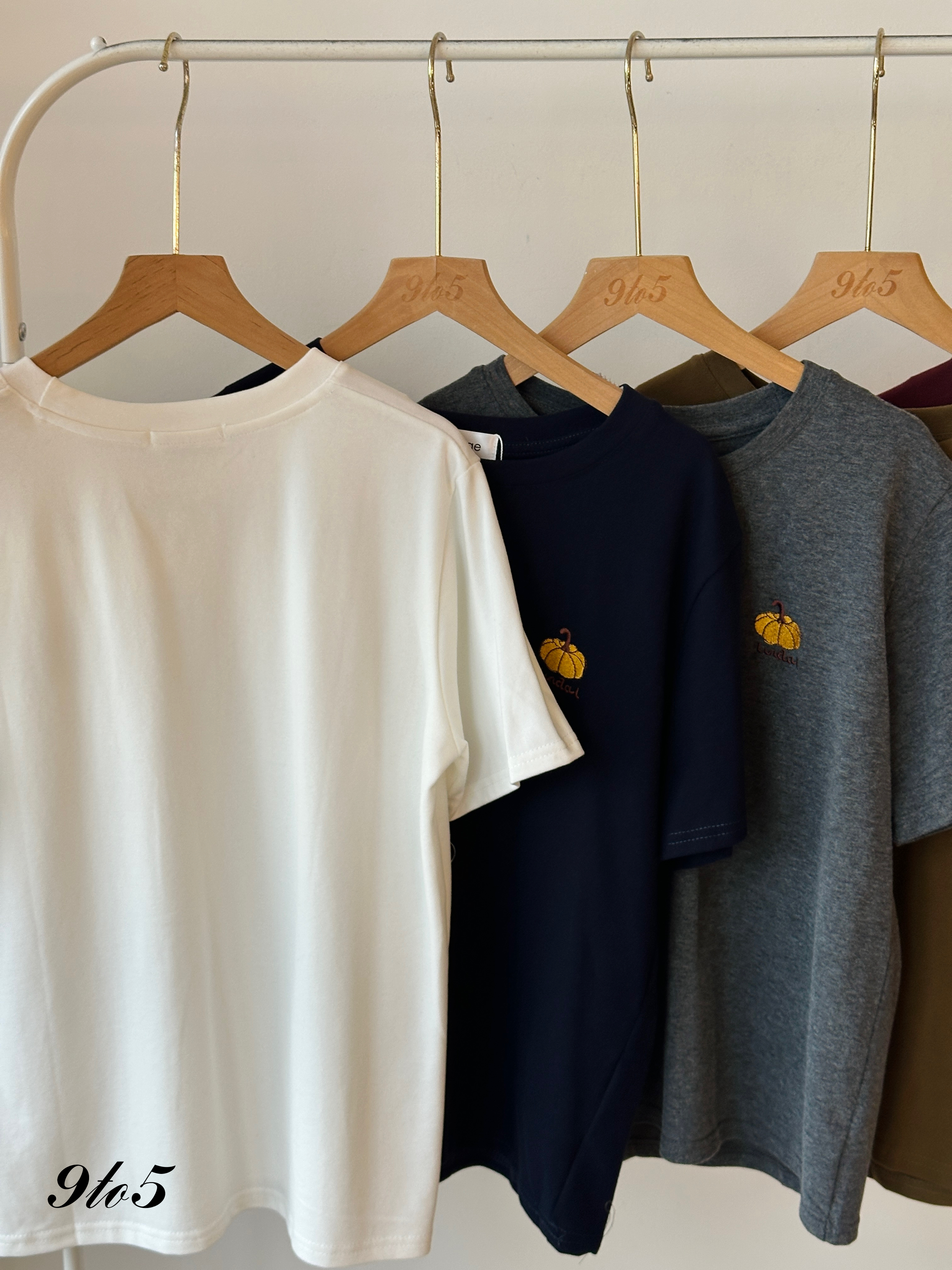 T3924 Pumpkin Embroidery Tee - 5 Colors