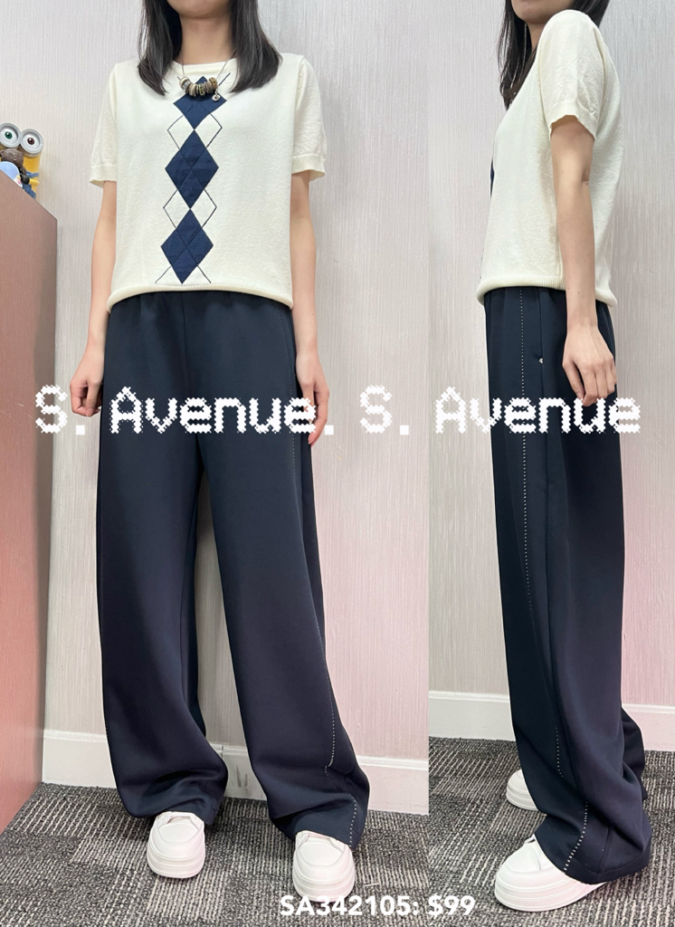 SA342105: 短袖菱格圖案線top