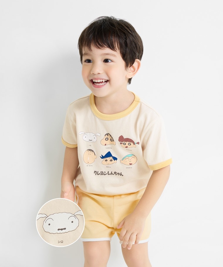 💚預訂 台灣直送💚蠟筆小新人物印花配色純棉親子款羅紋短袖T恤