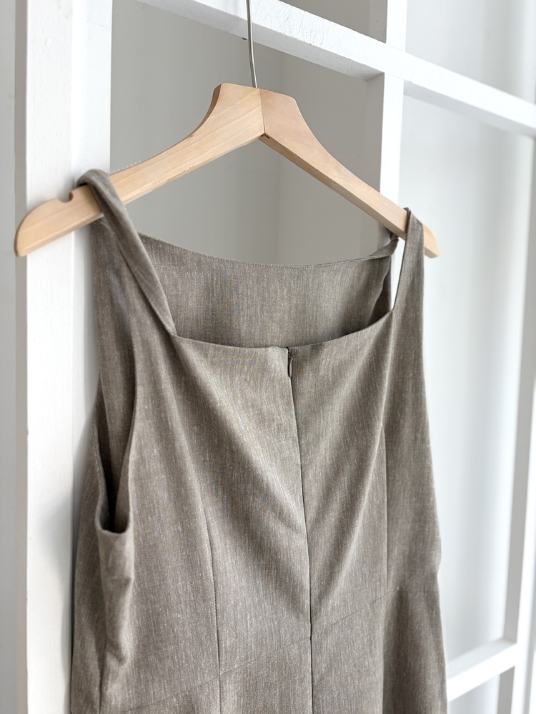 Linen Blend Twisted Strap Dress (Black)