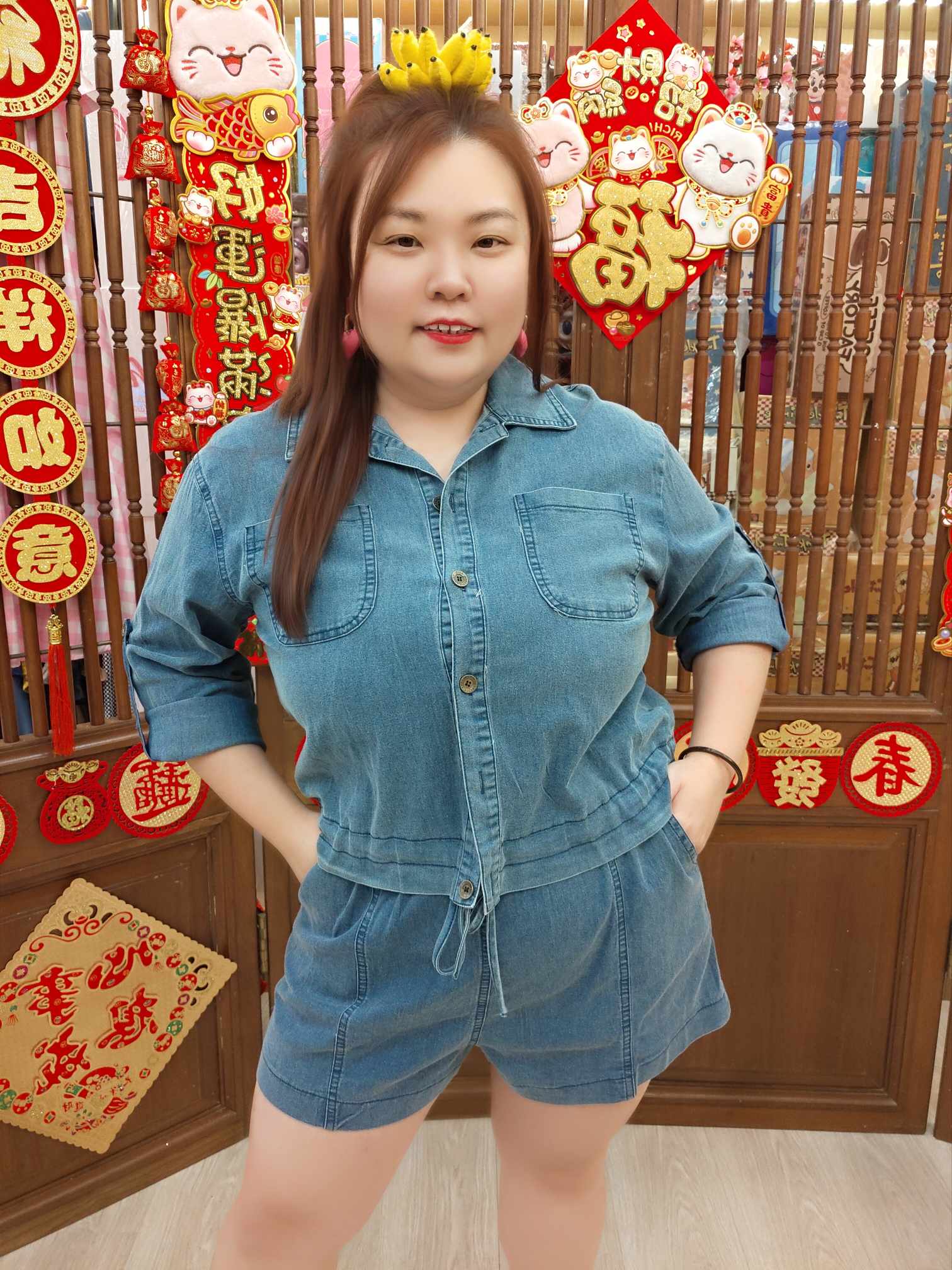 NBC02 TW#33771 牛仔简约设计裤子套装