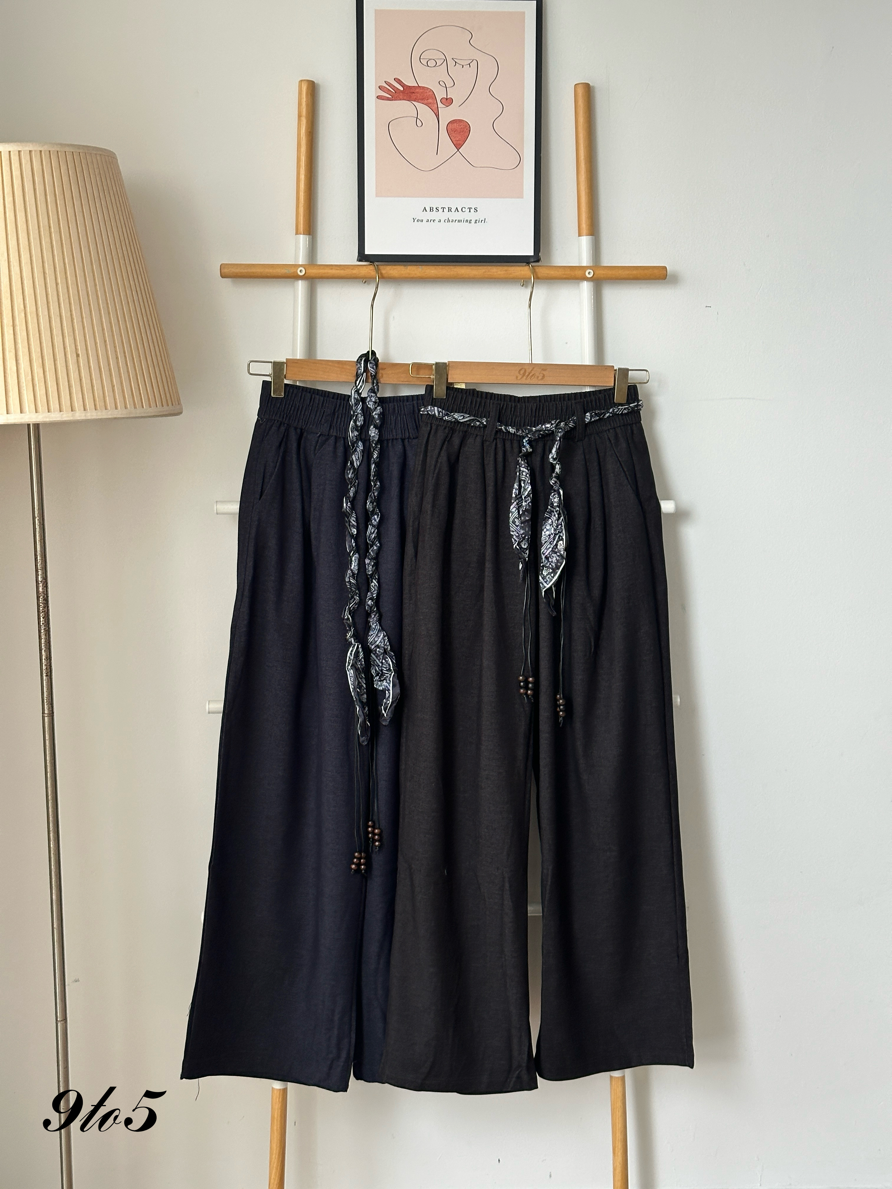 S1812 Long Straight Pants - Black & Blue