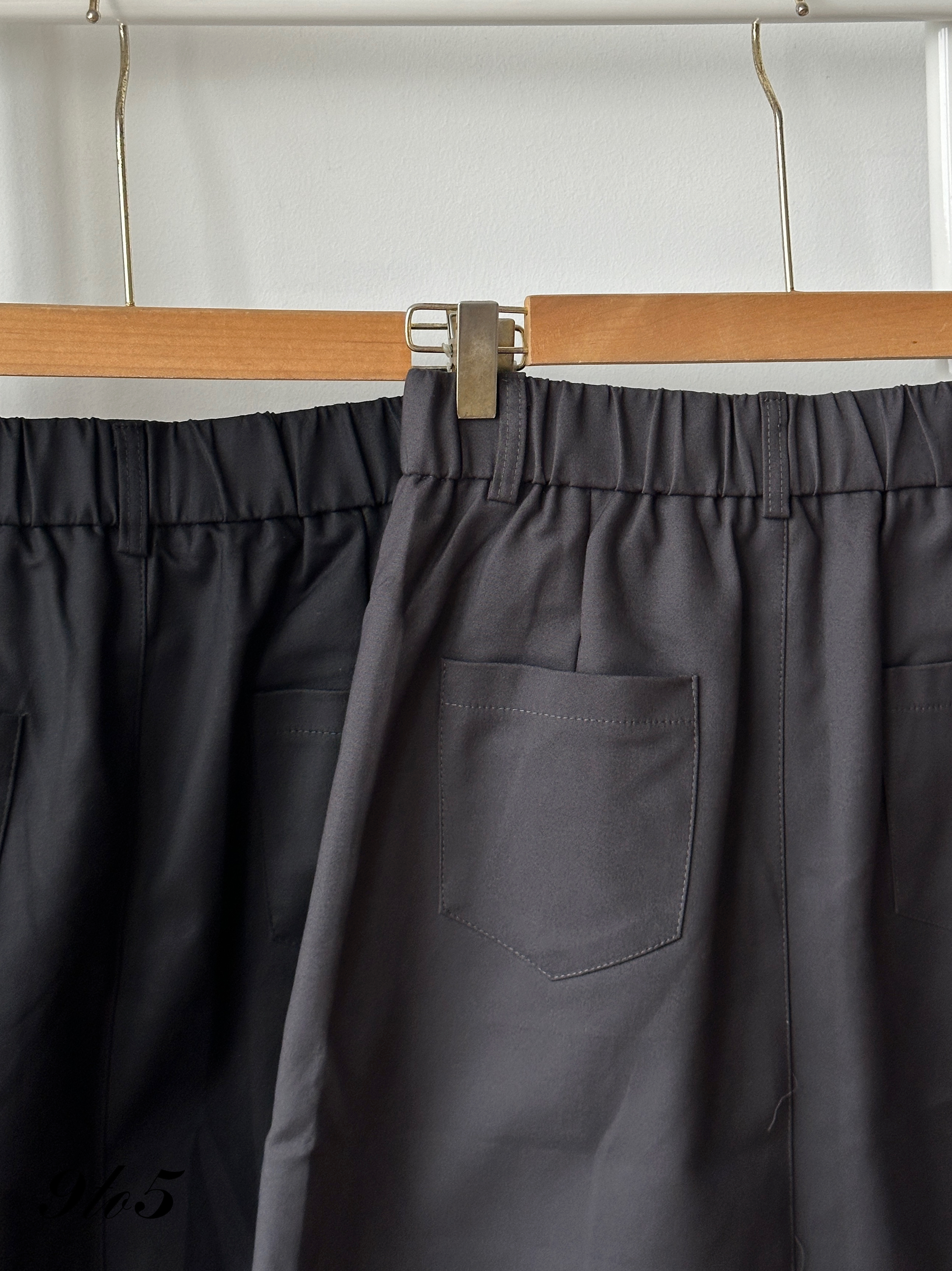 S1979 A Line Midi Skirt - Black & Grey