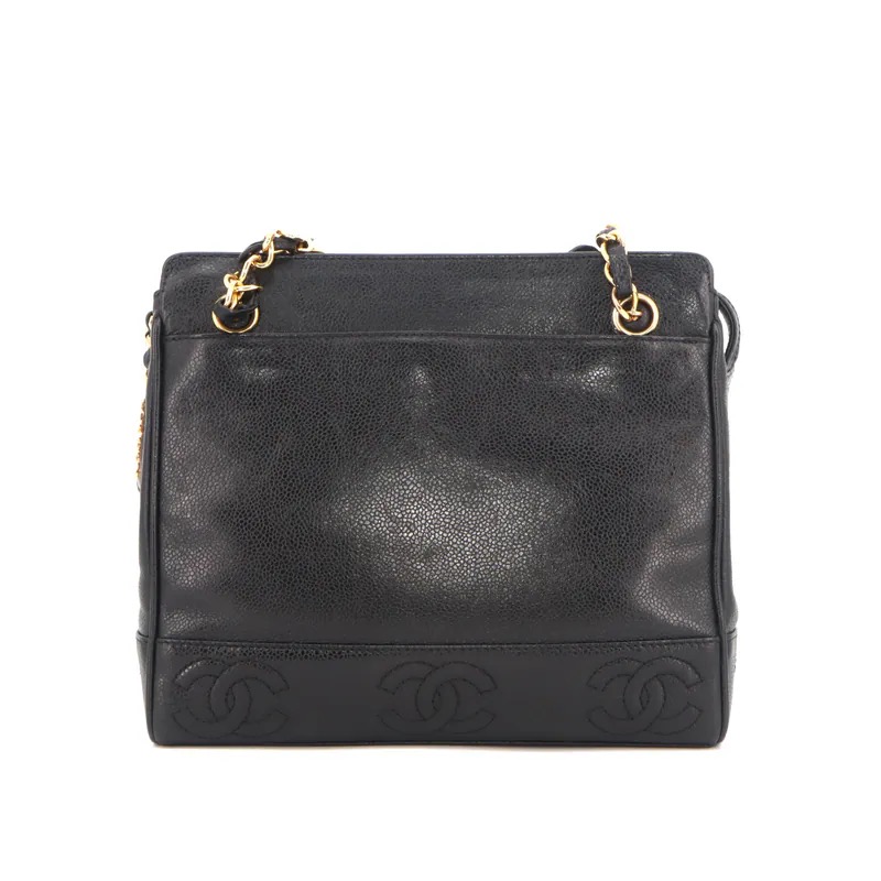 Chanel Triple Coco Mark Caviar Chain Tote Bag