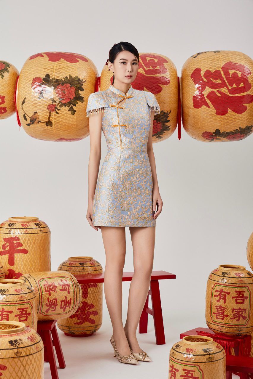 修身旗袍连身裙 2113