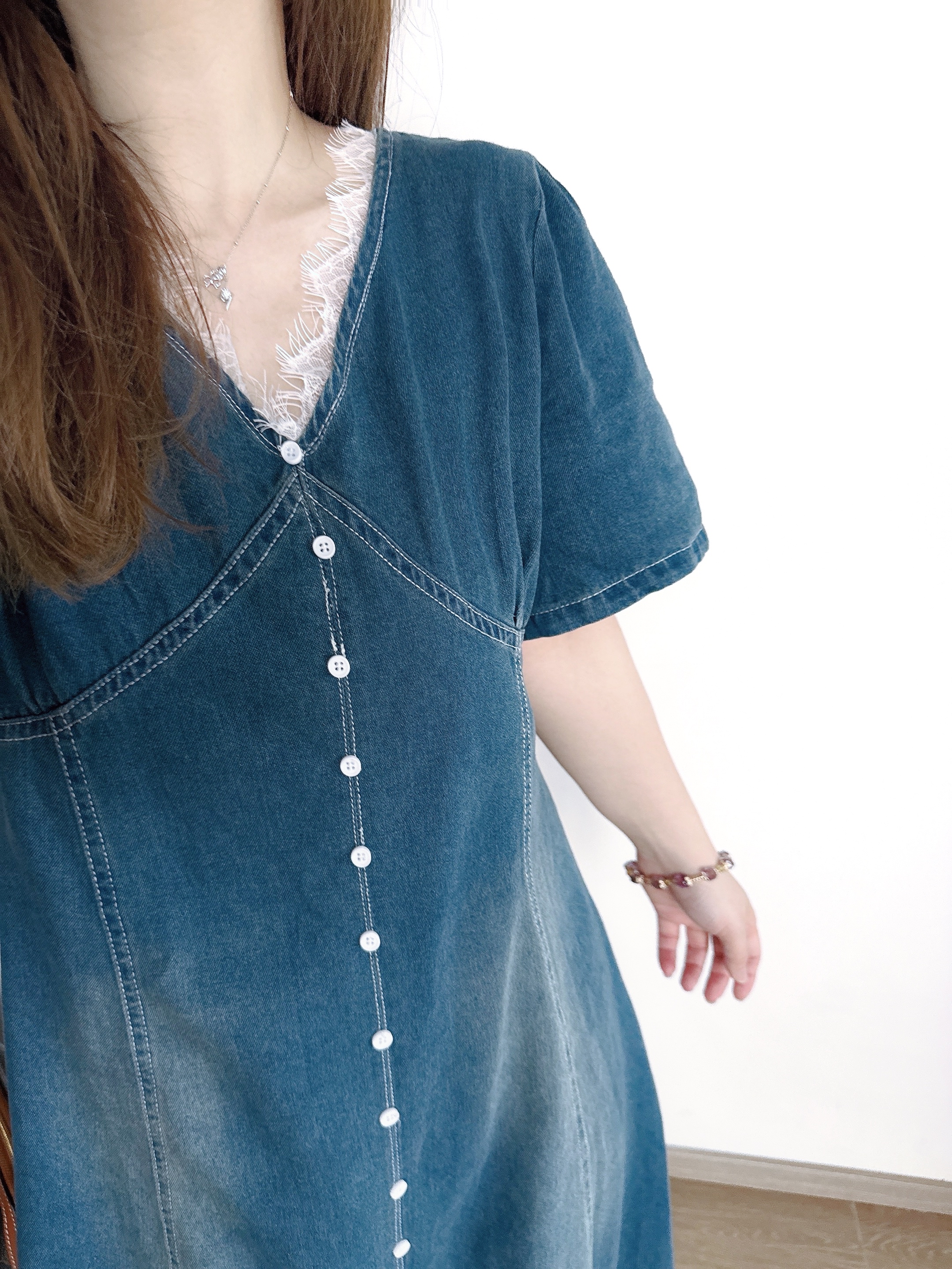 復古牛仔Lace V領Ops