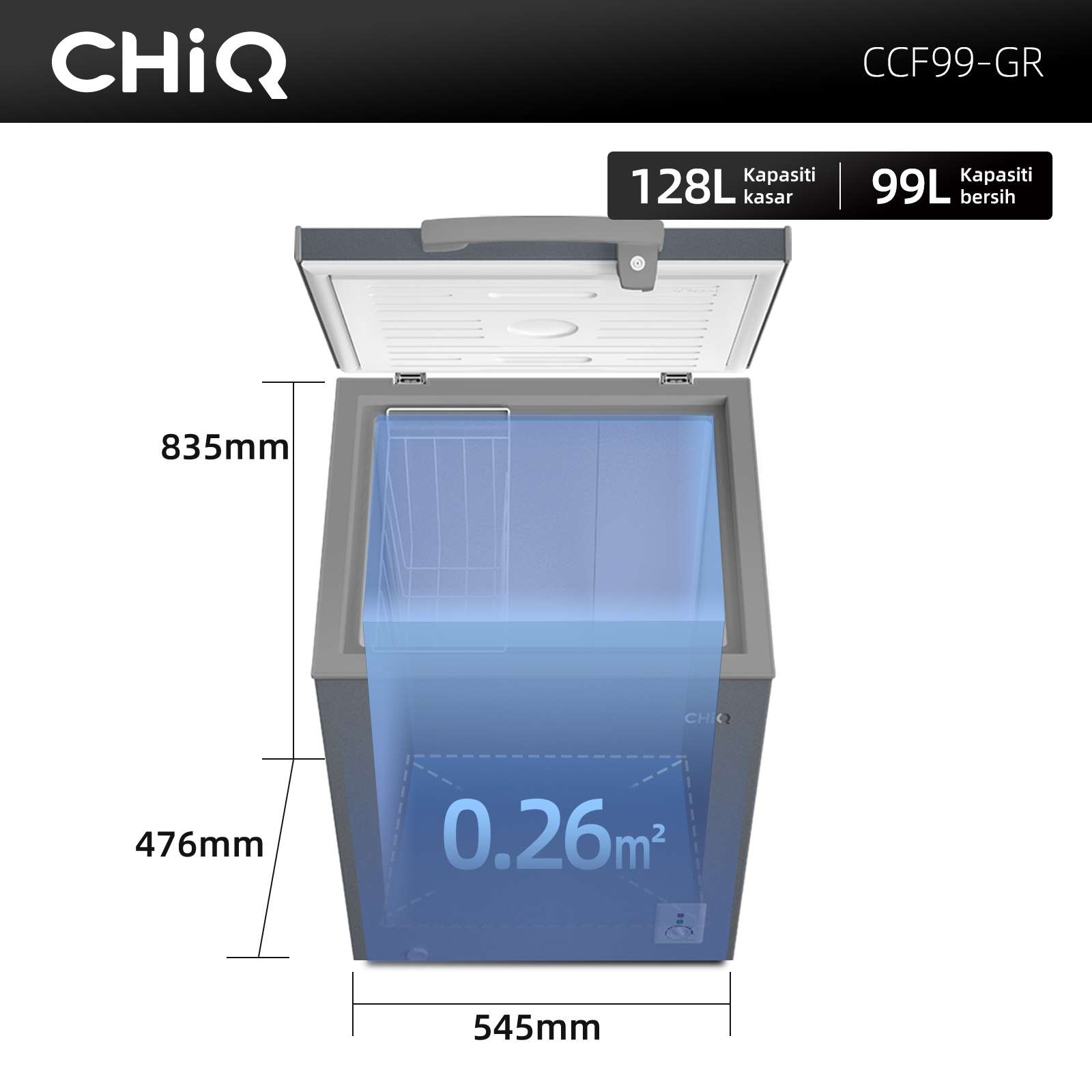 CHiQ CCF99-GR 128L Chest Freezer 